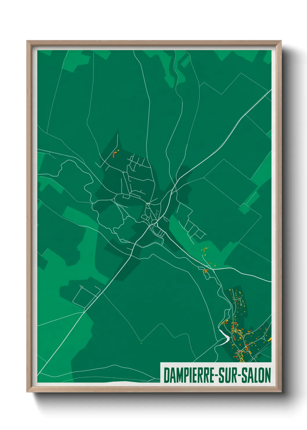 Une affiche de carte sur Dampierre-sur-Salon