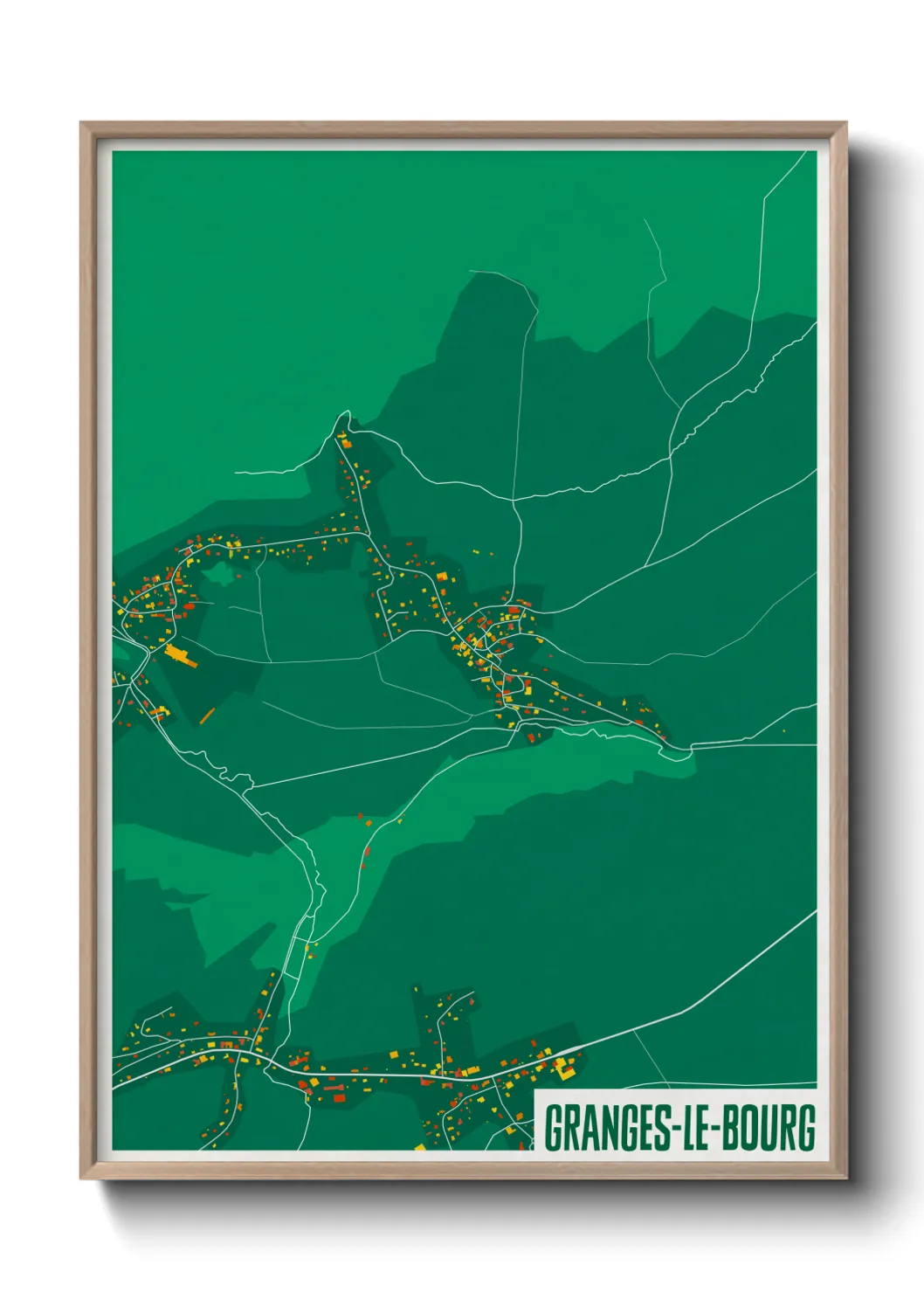 Une affiche de carte sur Granges-le-Bourg