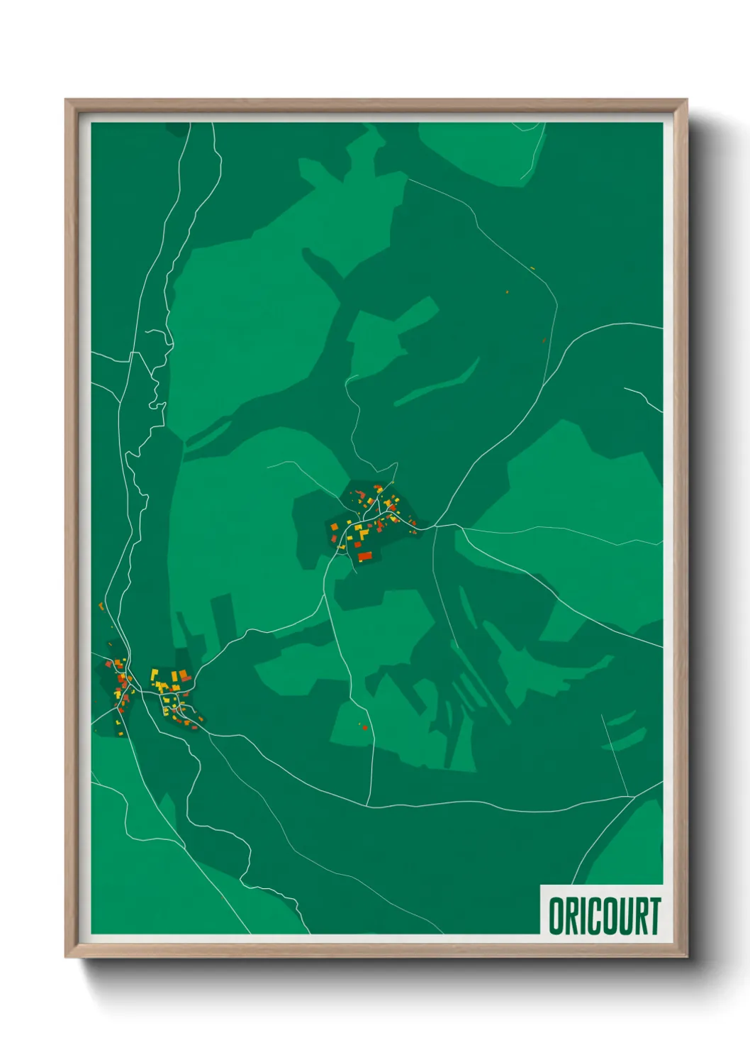 Une affiche de carte sur Oricourt