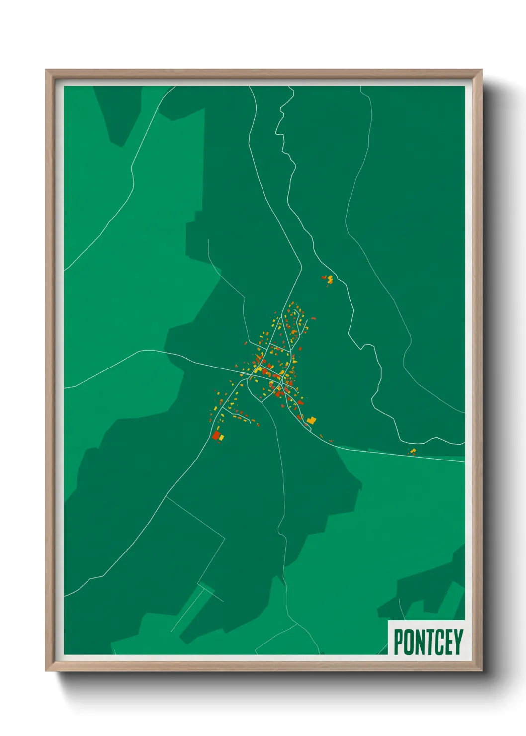 Une affiche de carte sur Pontcey