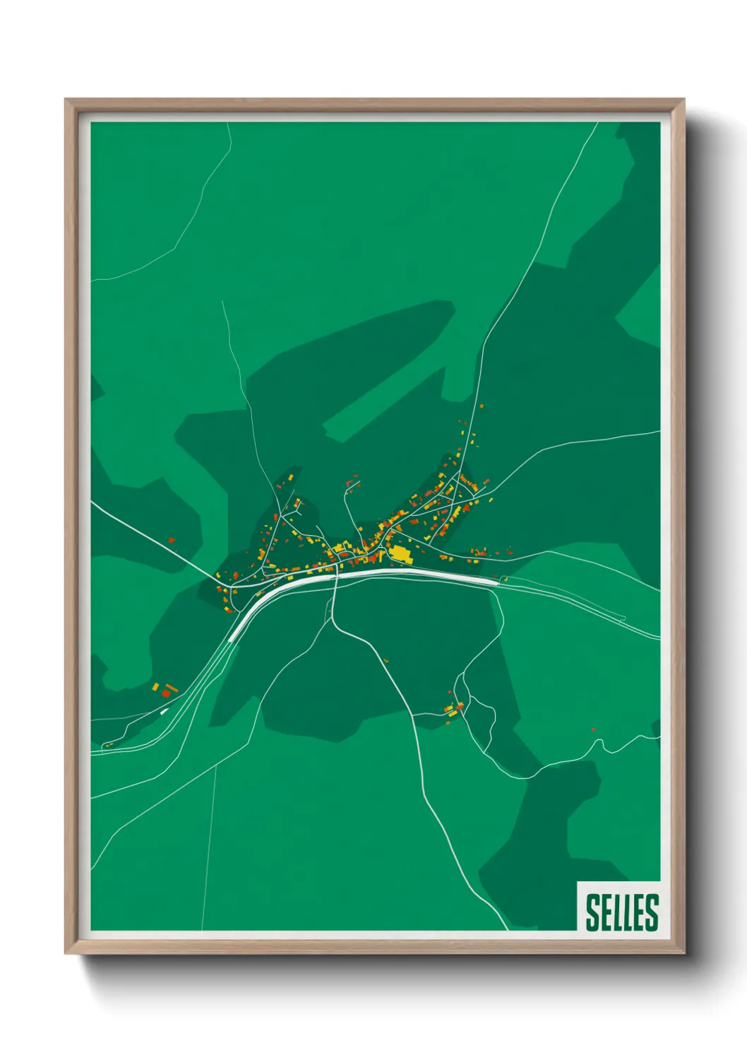 Une affiche de carte sur Selles