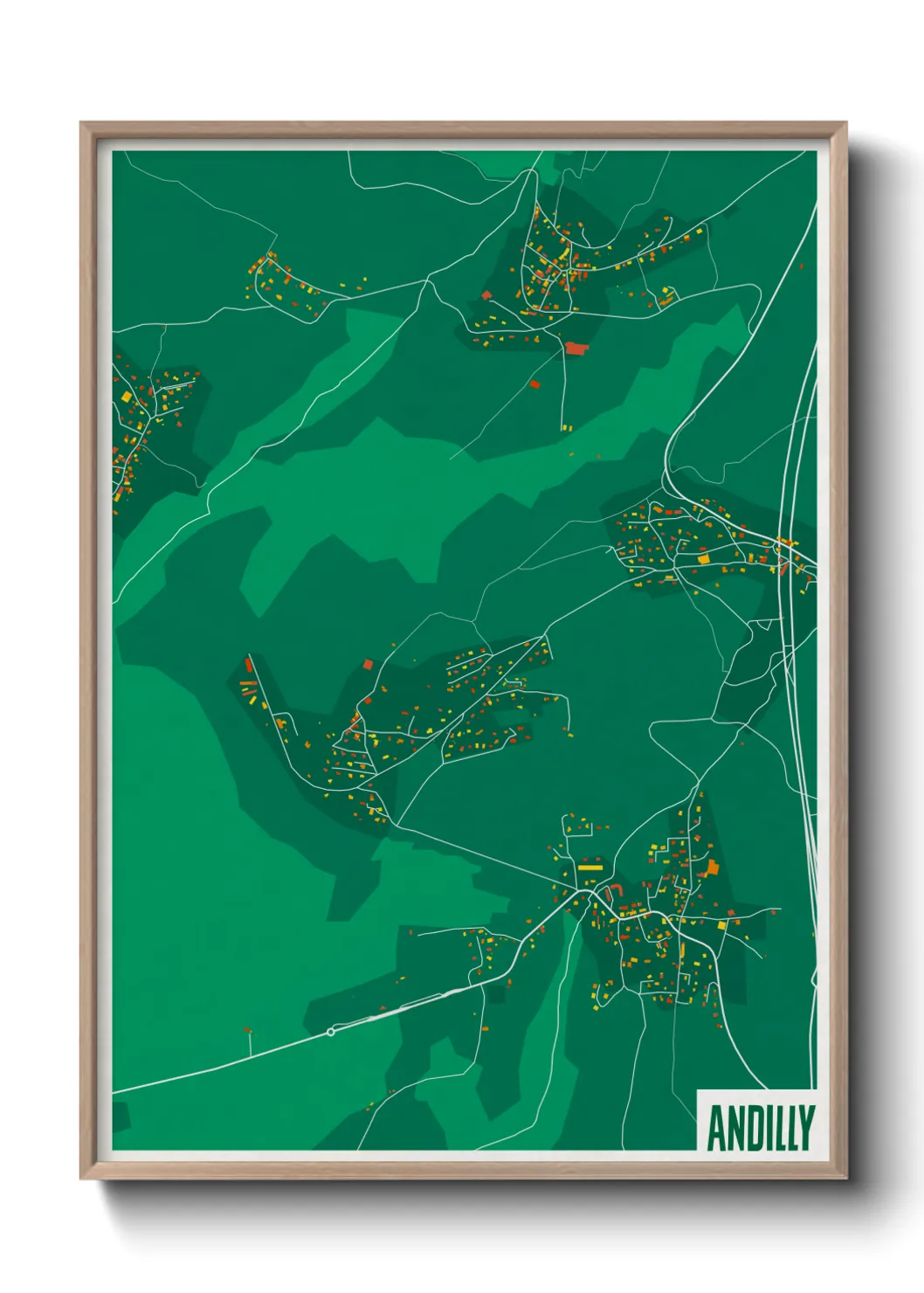 Une affiche de carte sur Andilly