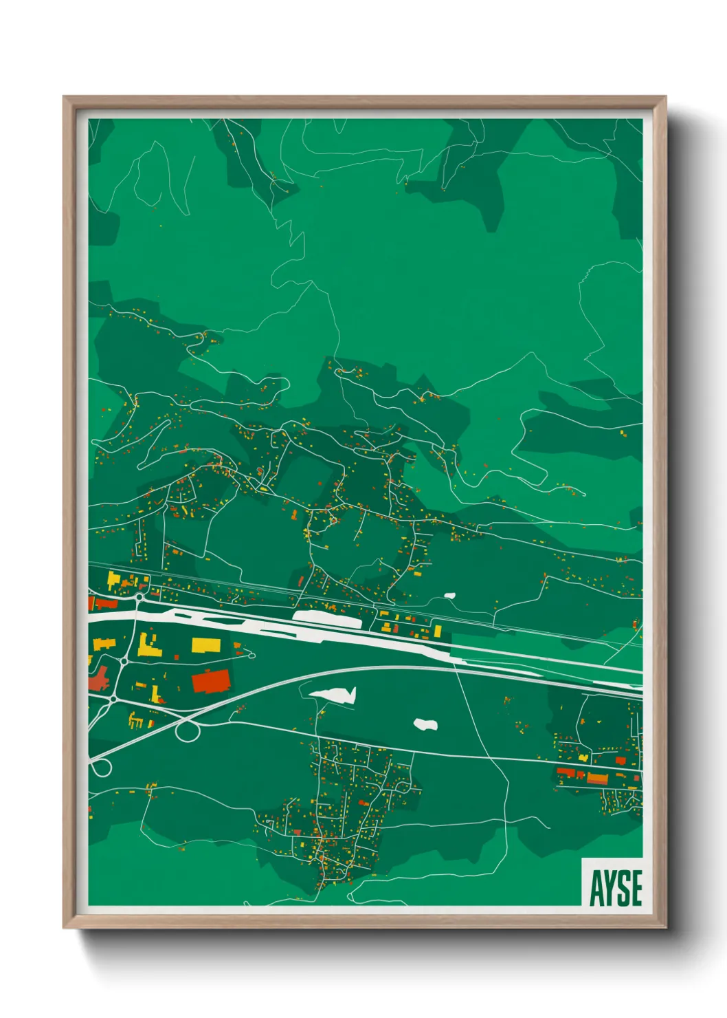 Une affiche de carte sur Ayse