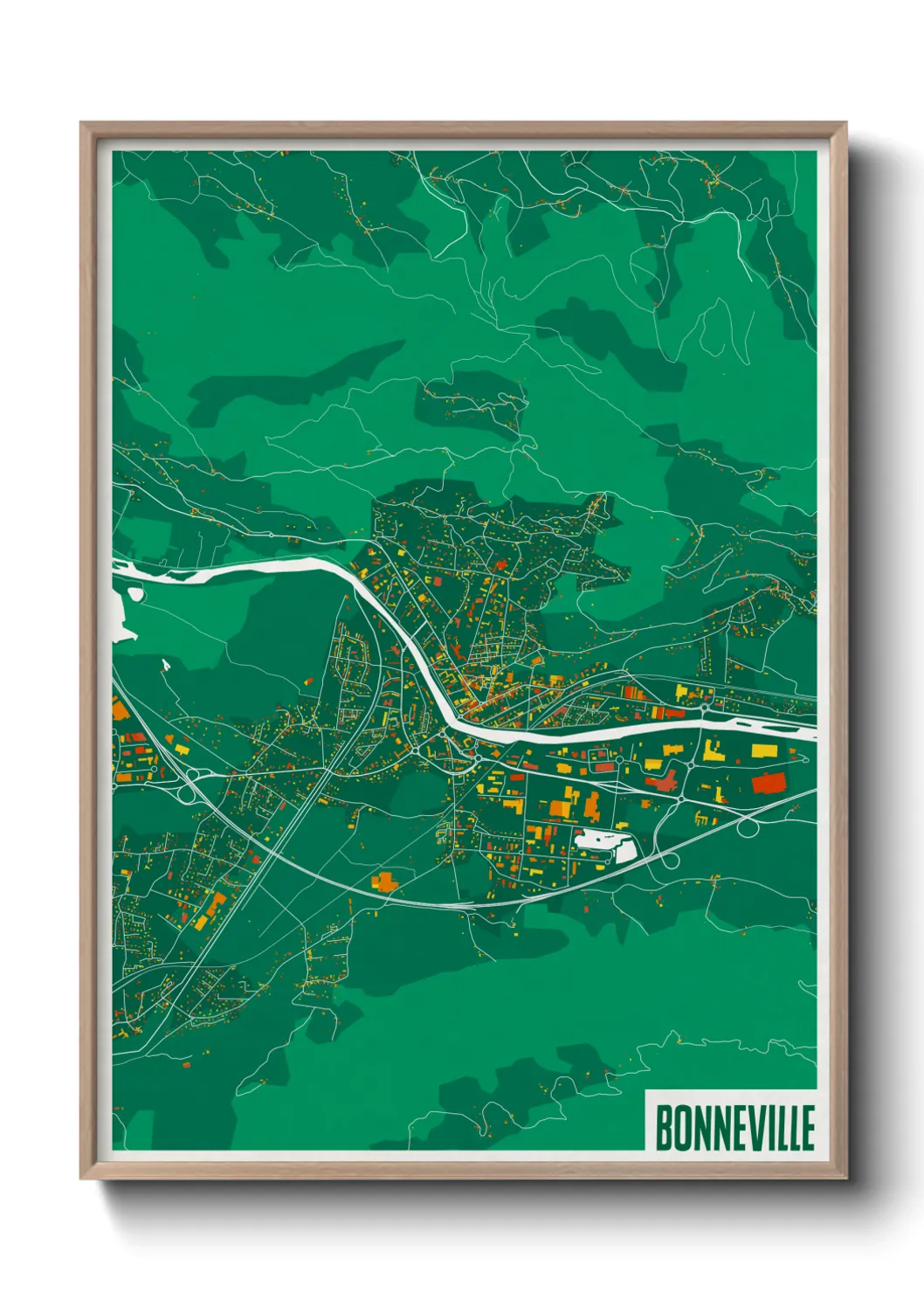 Une affiche de carte sur Bonneville