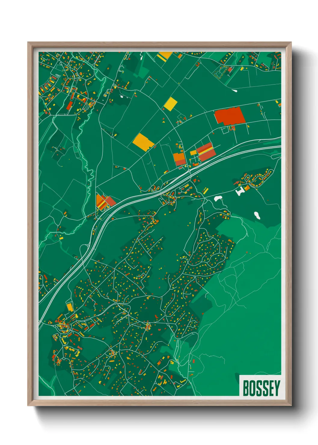 Une affiche de carte sur Bossey