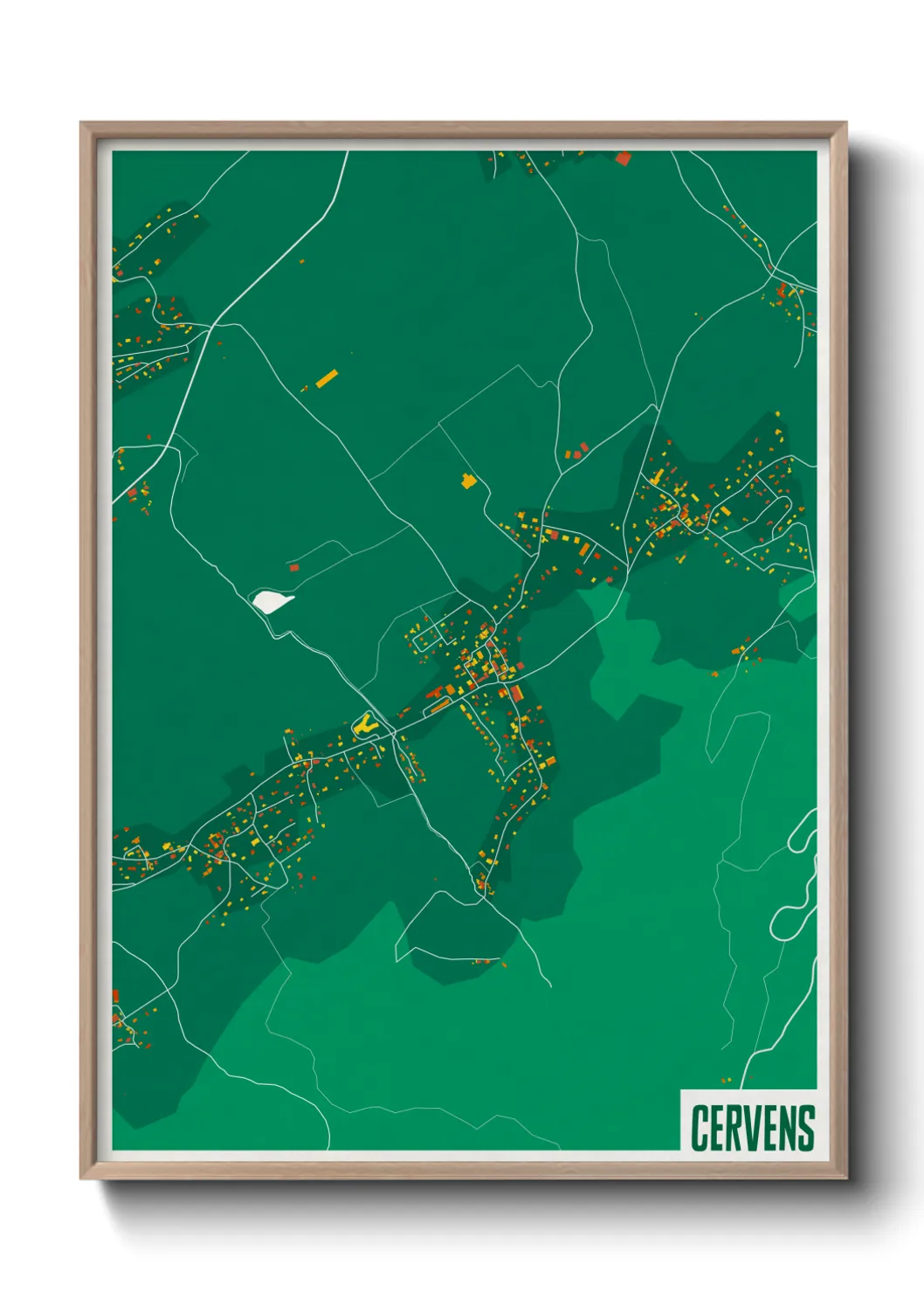 Une affiche de carte sur Cervens