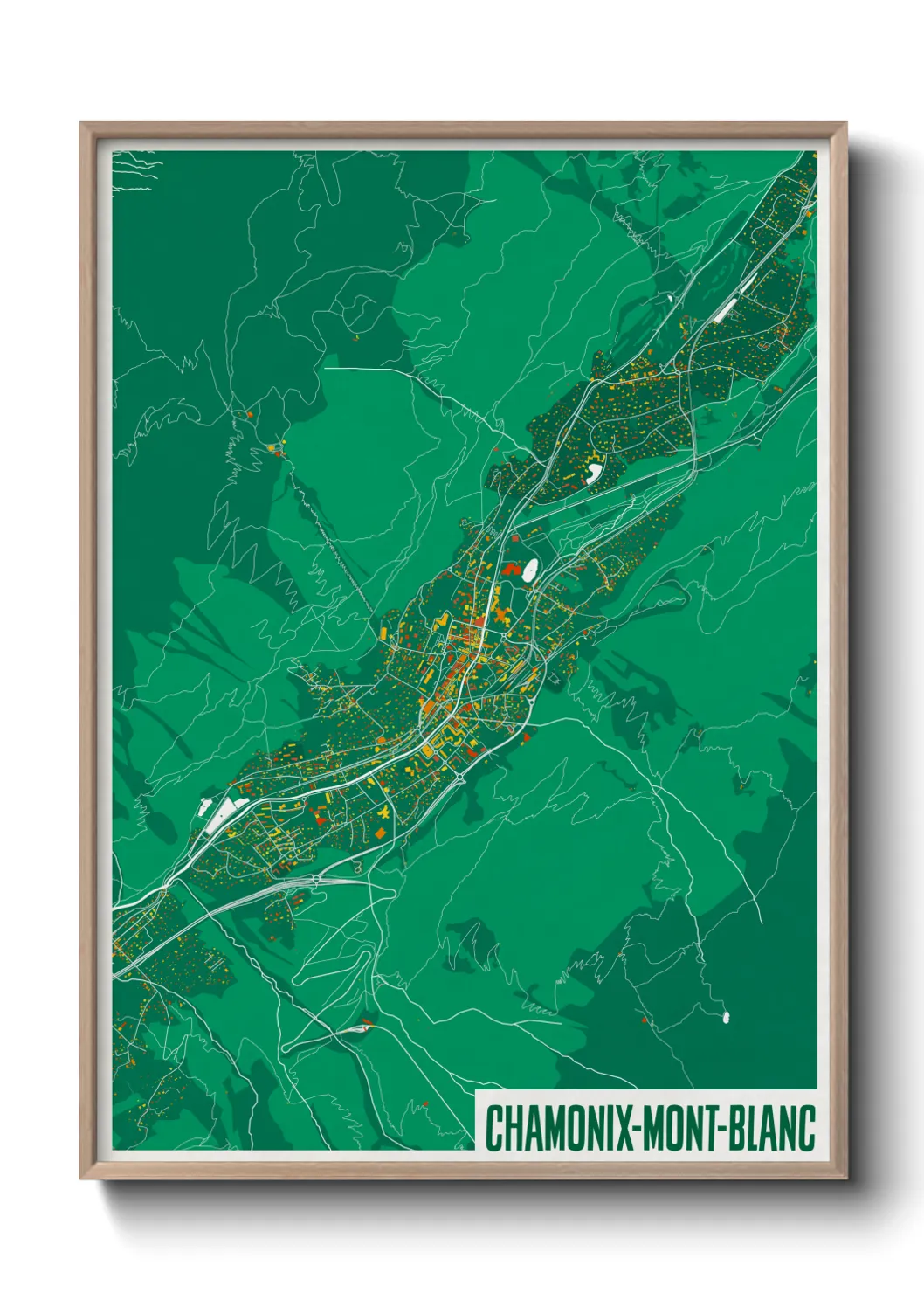 Une affiche de carte sur Chamonix-Mont-Blanc