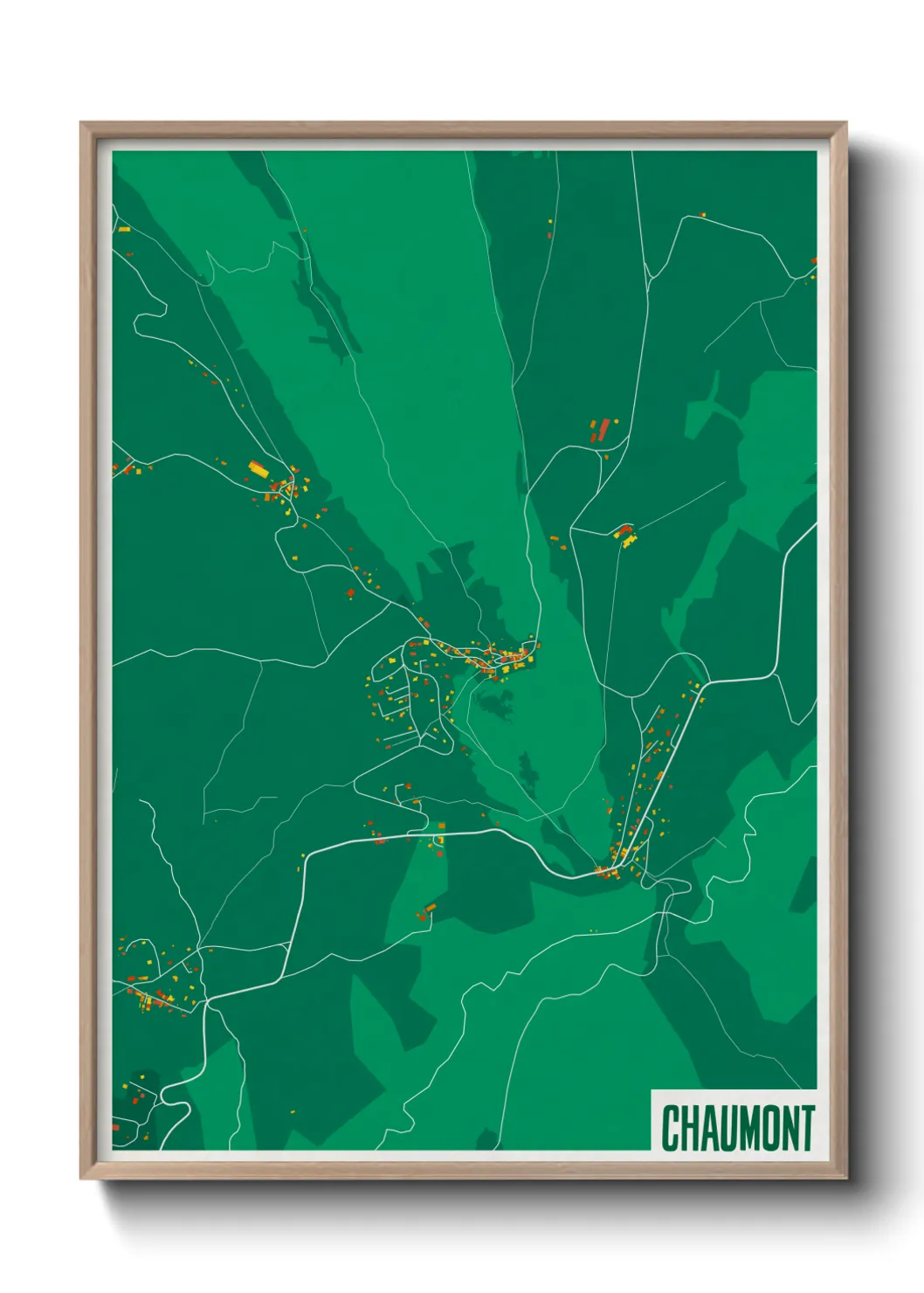Une affiche de carte sur Chaumont