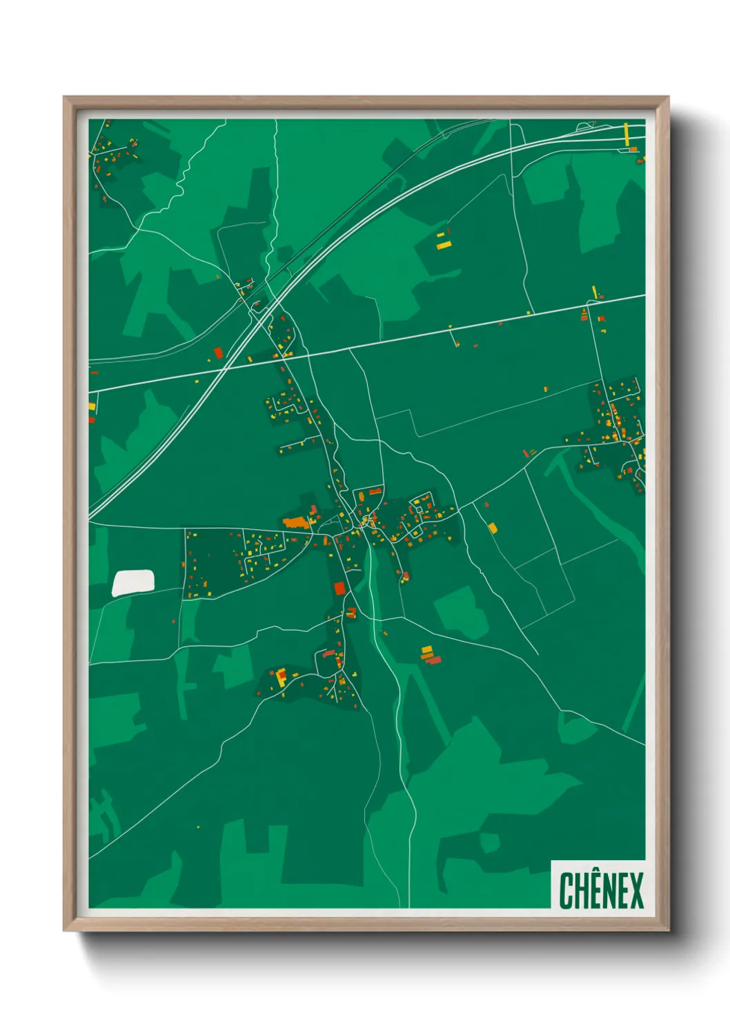 Une affiche de carte sur Chênex