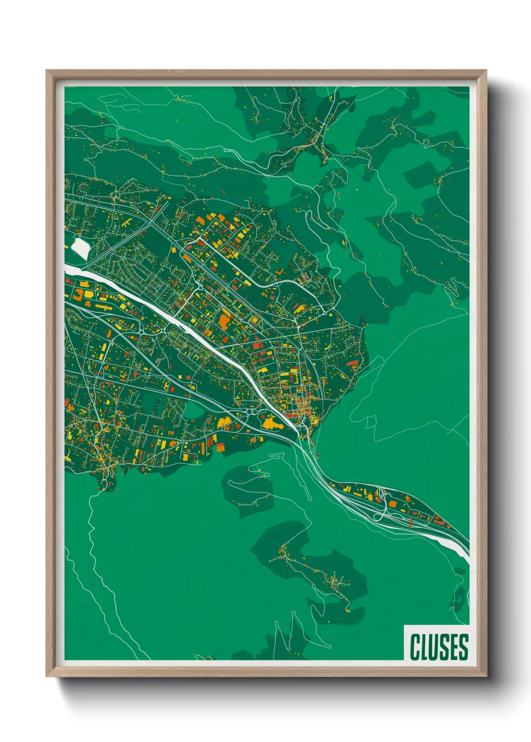 Une affiche de carte sur Cluses