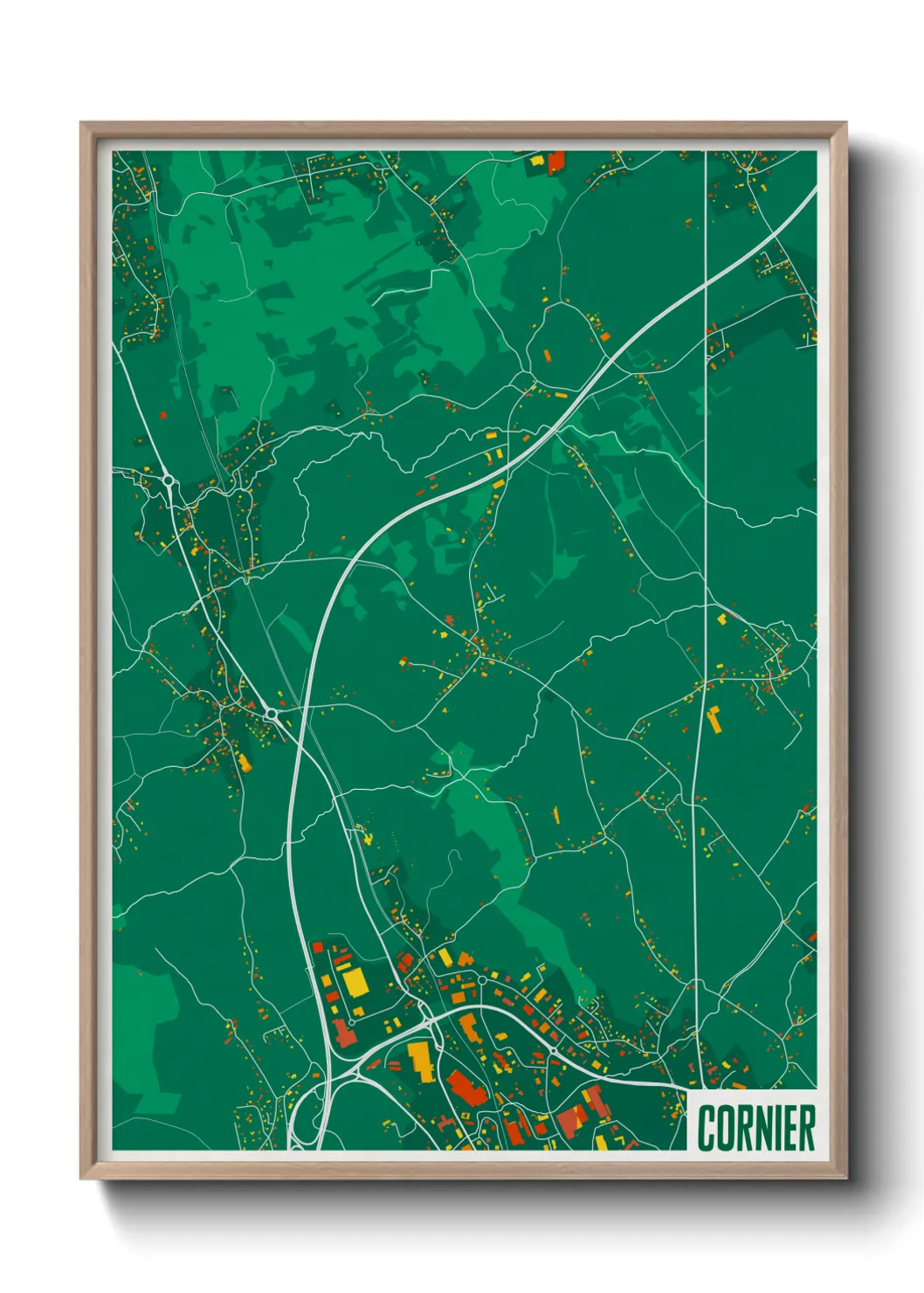 Une affiche de carte sur Cornier