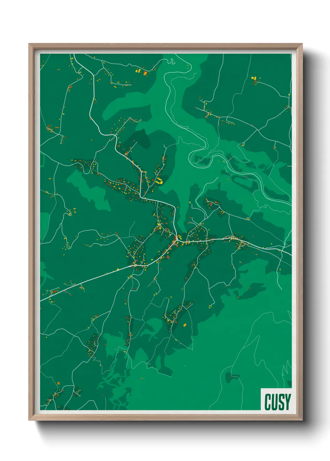 Une affiche de carte sur Cusy