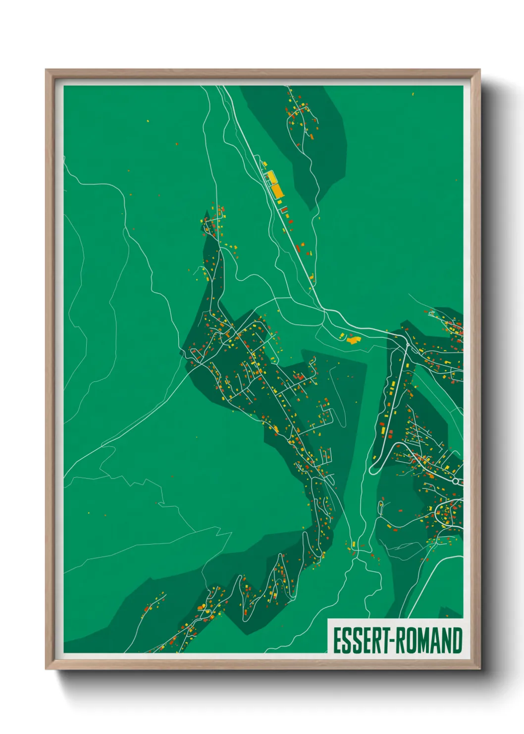 Une affiche de carte sur Essert-Romand