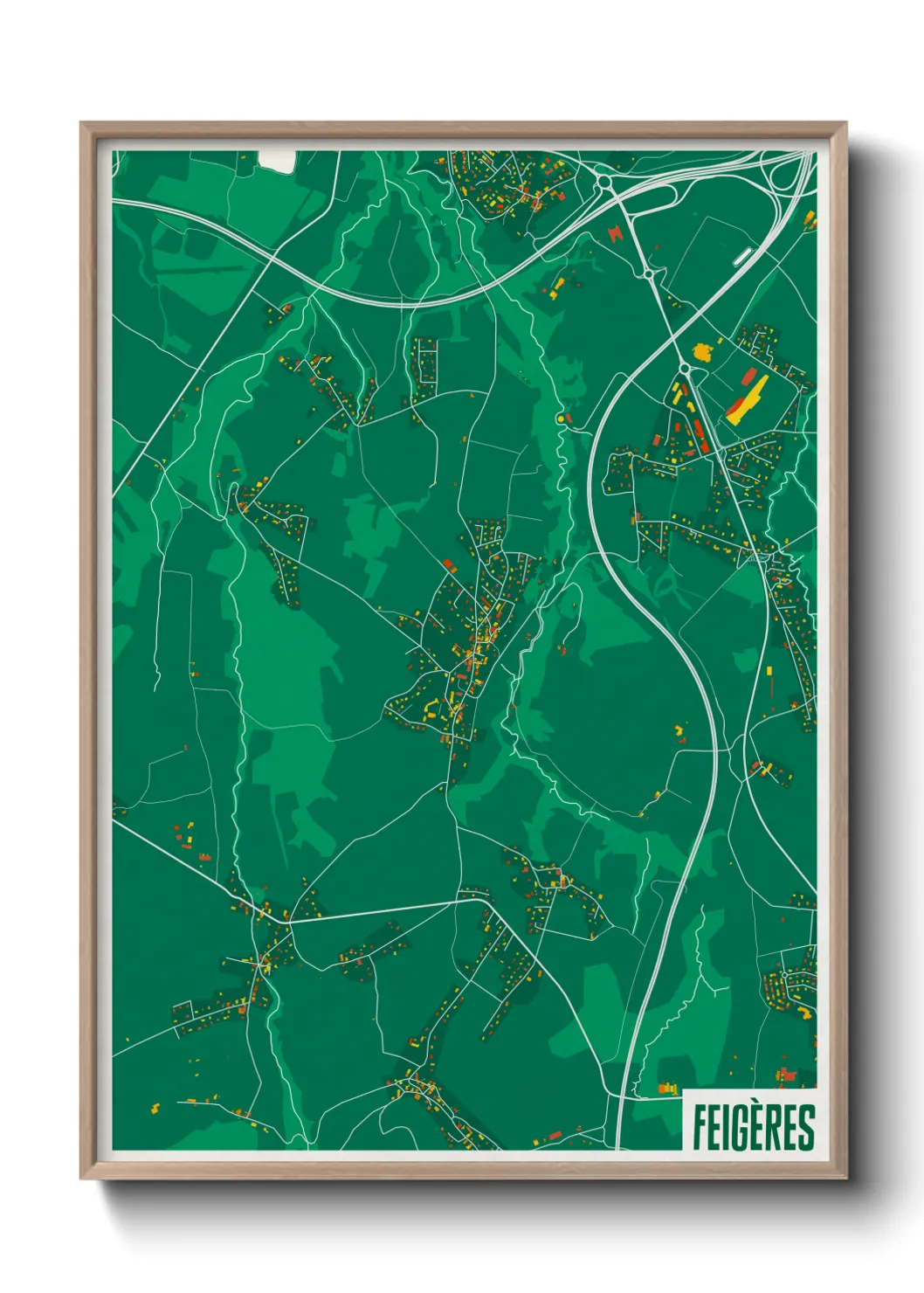 Une affiche de carte sur Feigères