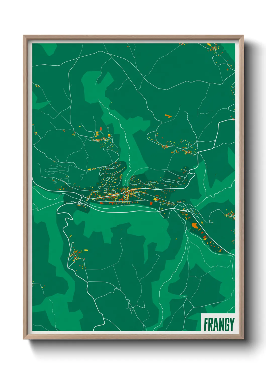 Une affiche de carte sur Frangy