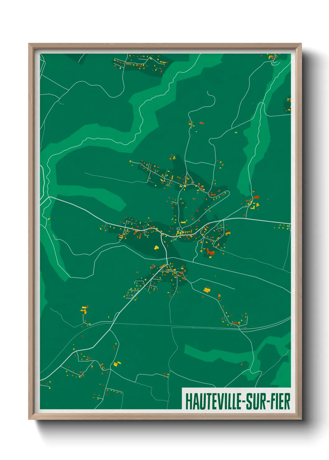 Une affiche de carte sur Hauteville-sur-Fier