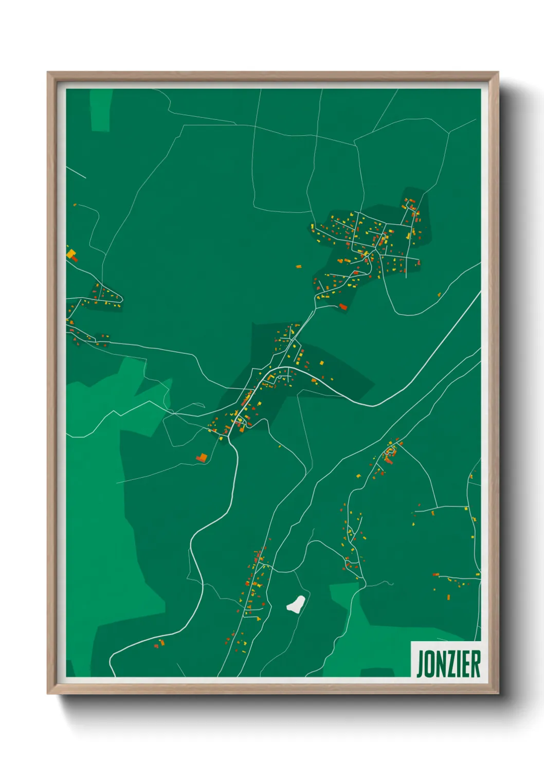 Une affiche de carte sur Jonzier
