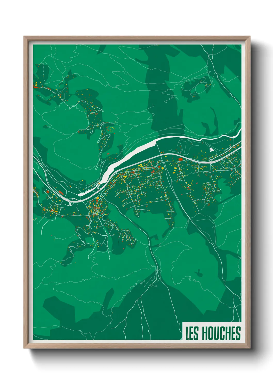 Une affiche de carte sur Les Houches