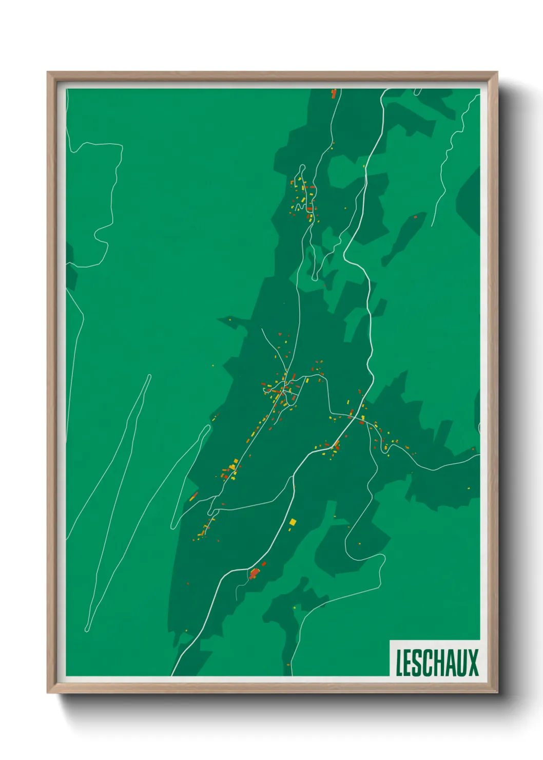 Une affiche de carte sur Leschaux