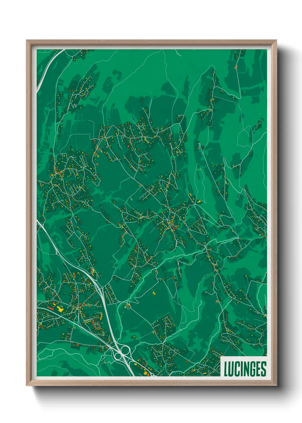 Une affiche de carte sur Lucinges