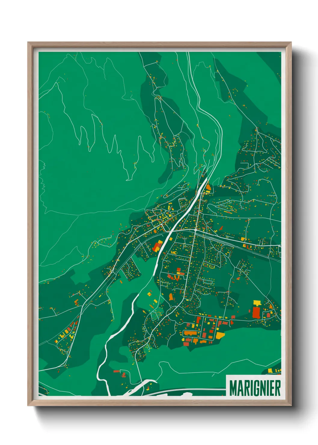 Une affiche de carte sur Marignier