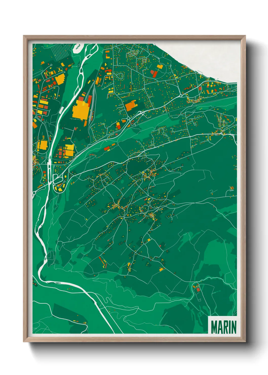 Une affiche de carte sur Marin