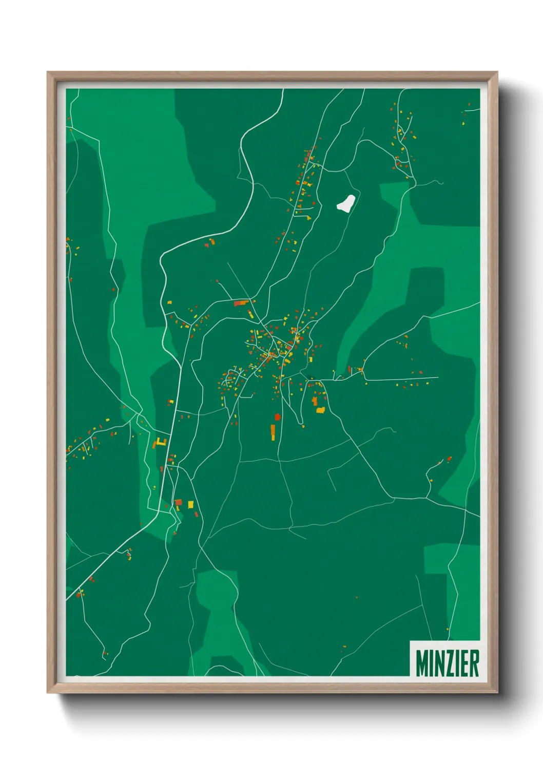 Une affiche de carte sur Minzier