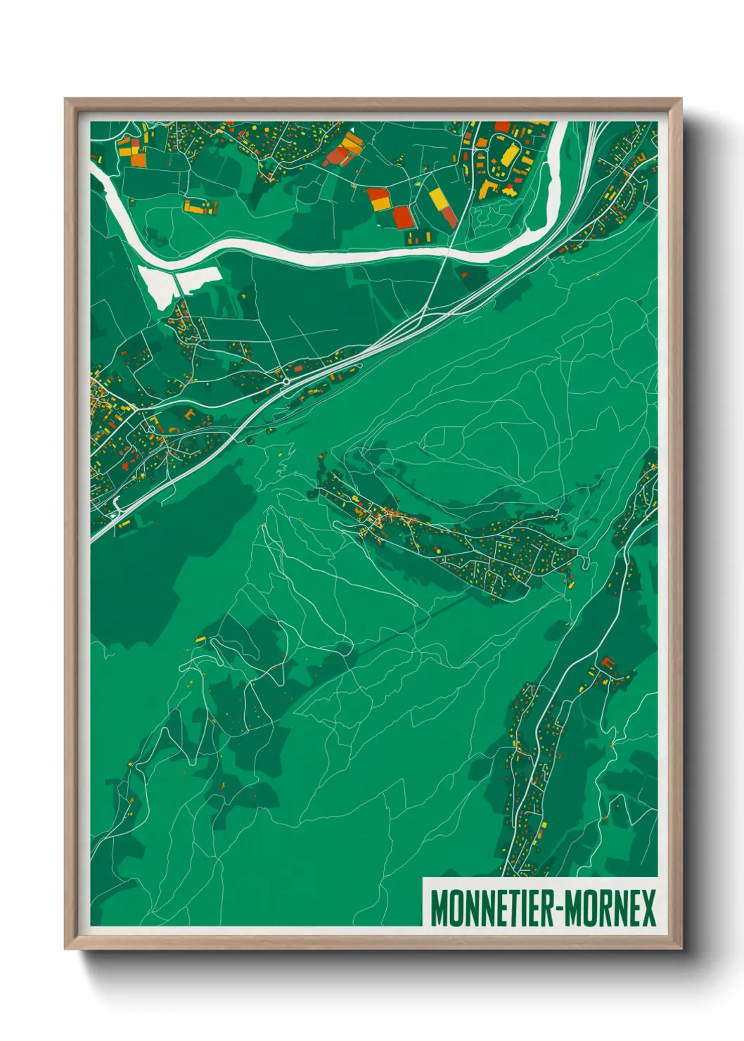 Une affiche de carte sur Monnetier-Mornex