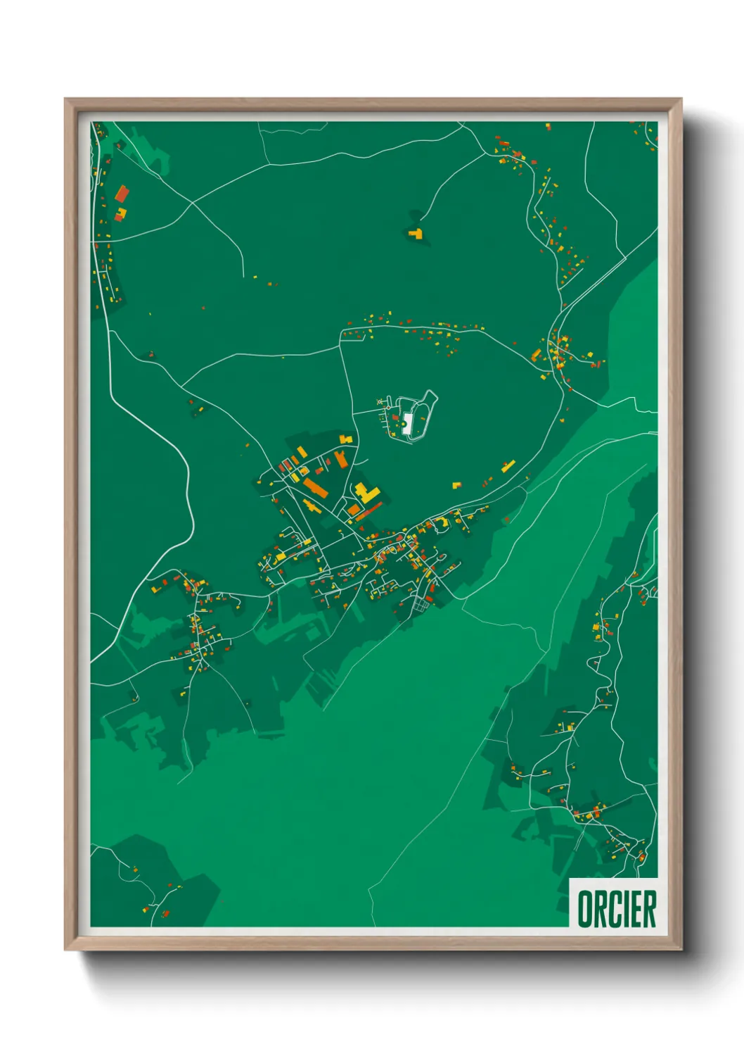 Une affiche de carte sur Orcier