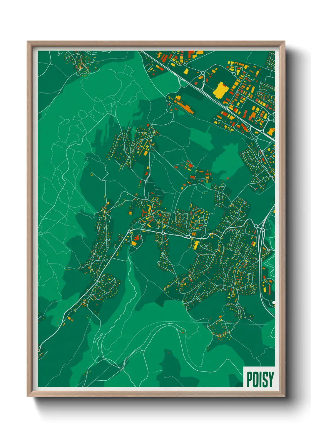 Une affiche de carte sur Poisy