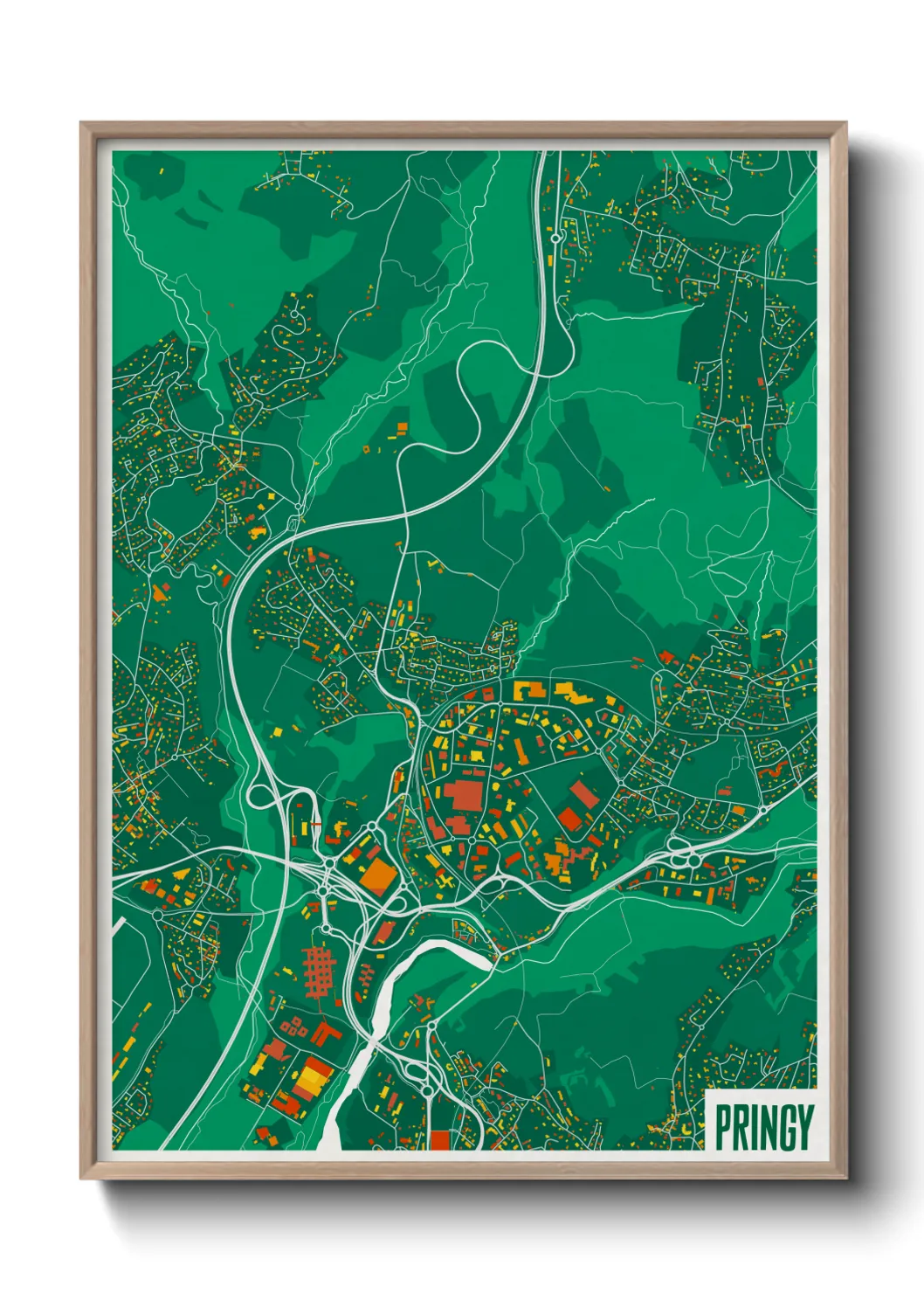 Une affiche de carte sur Pringy