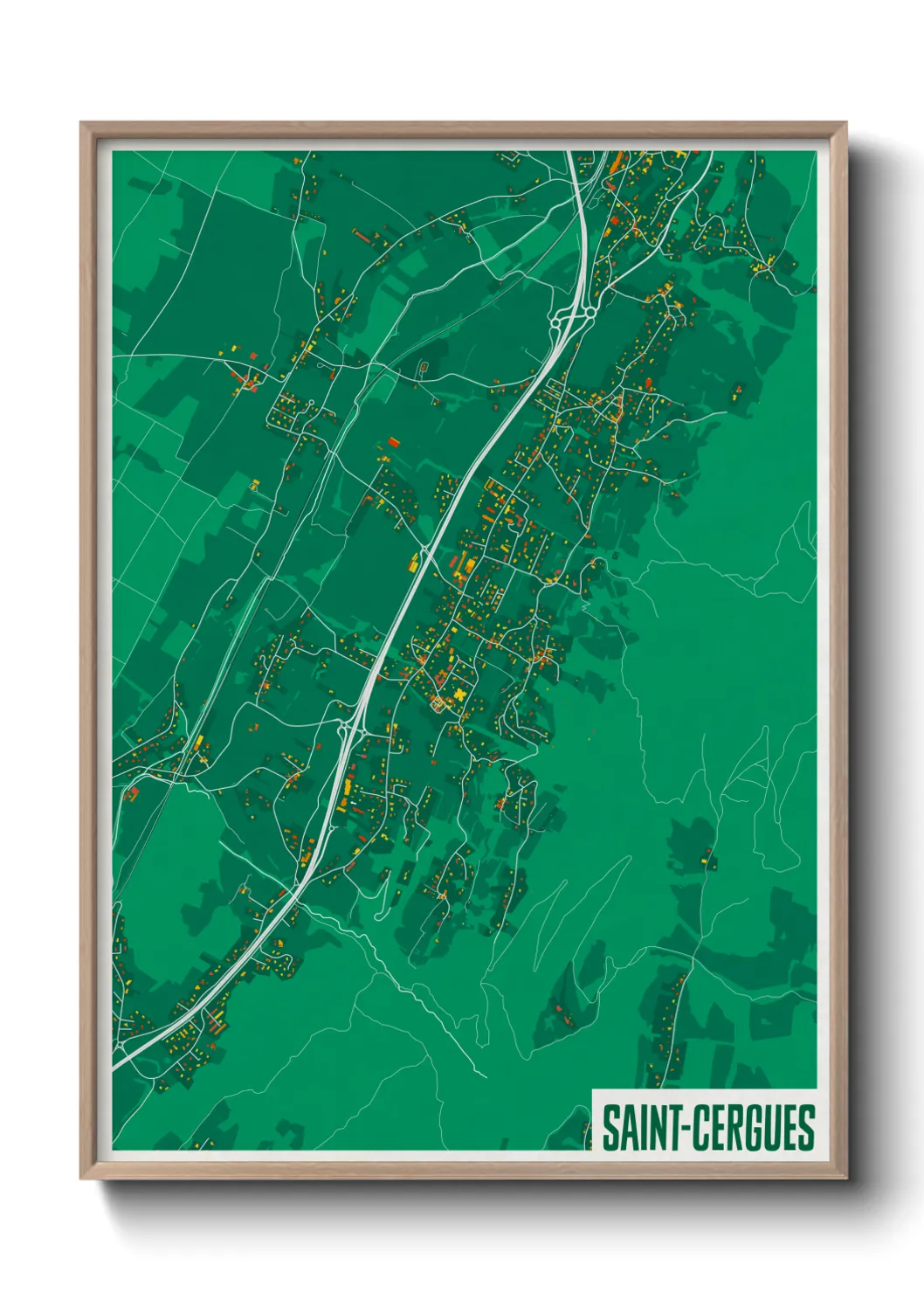 Une affiche de carte sur Saint-Cergues