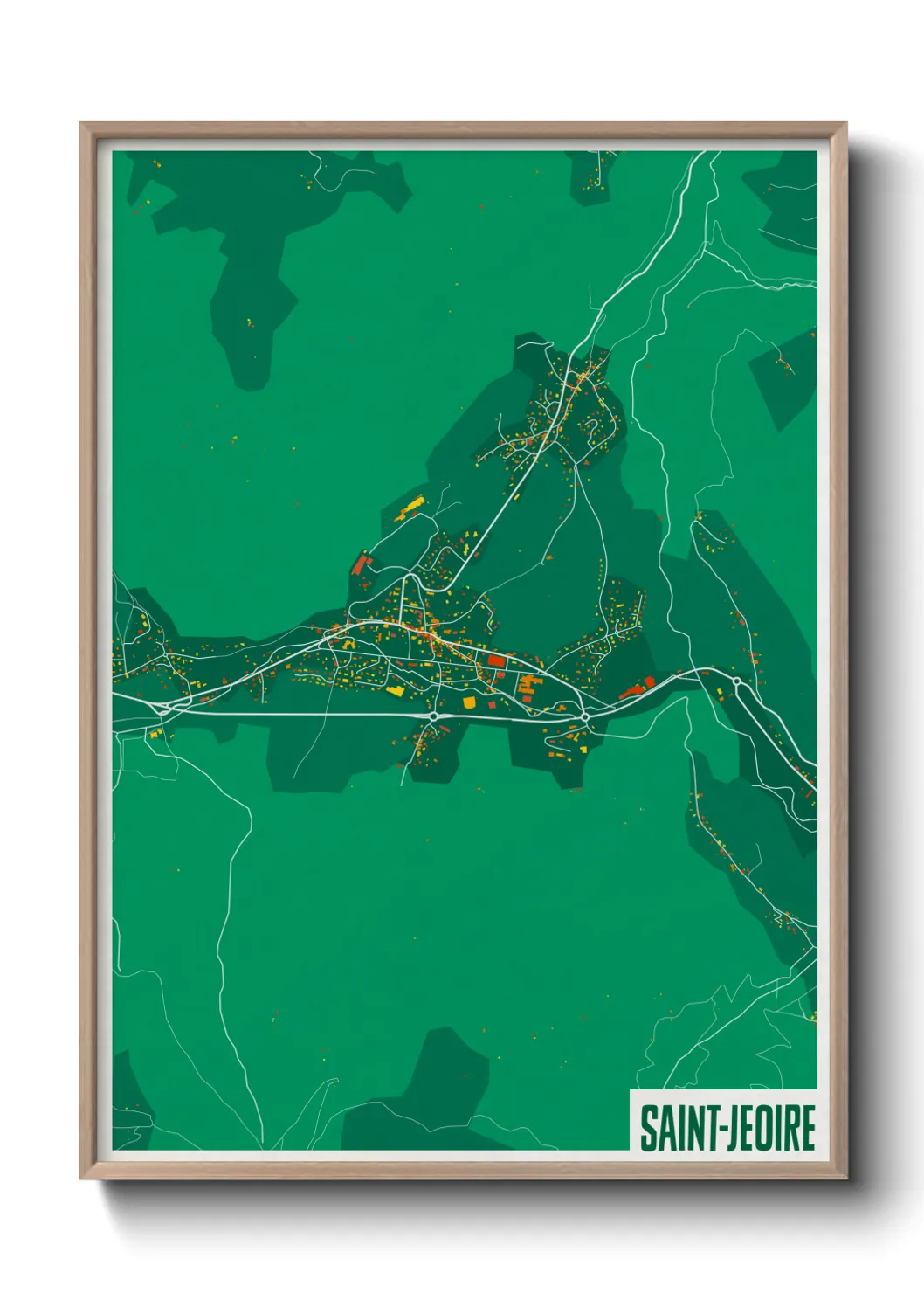 Une affiche de carte sur Saint-Jeoire