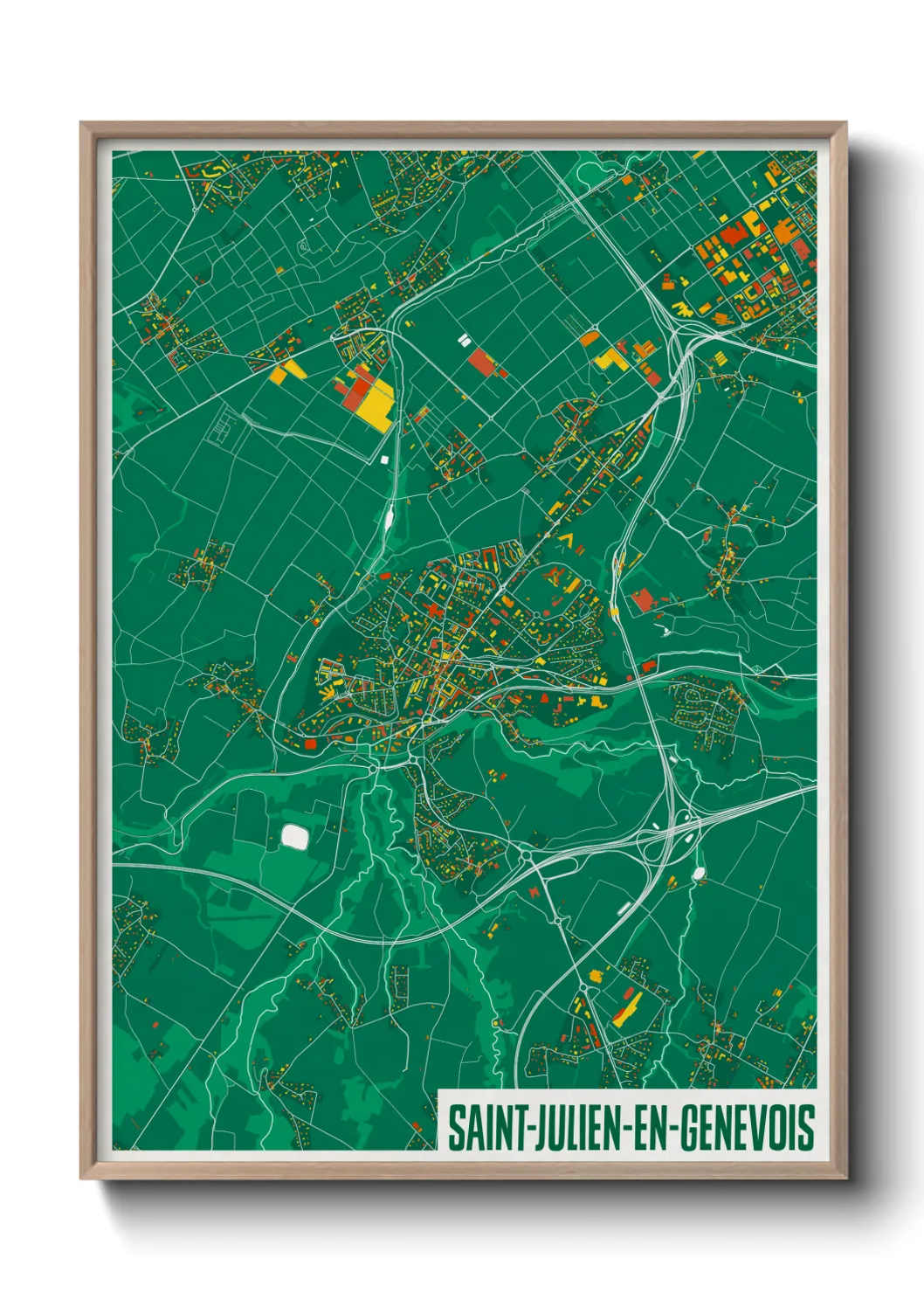 Une affiche de carte sur Saint-Julien-en-Genevois