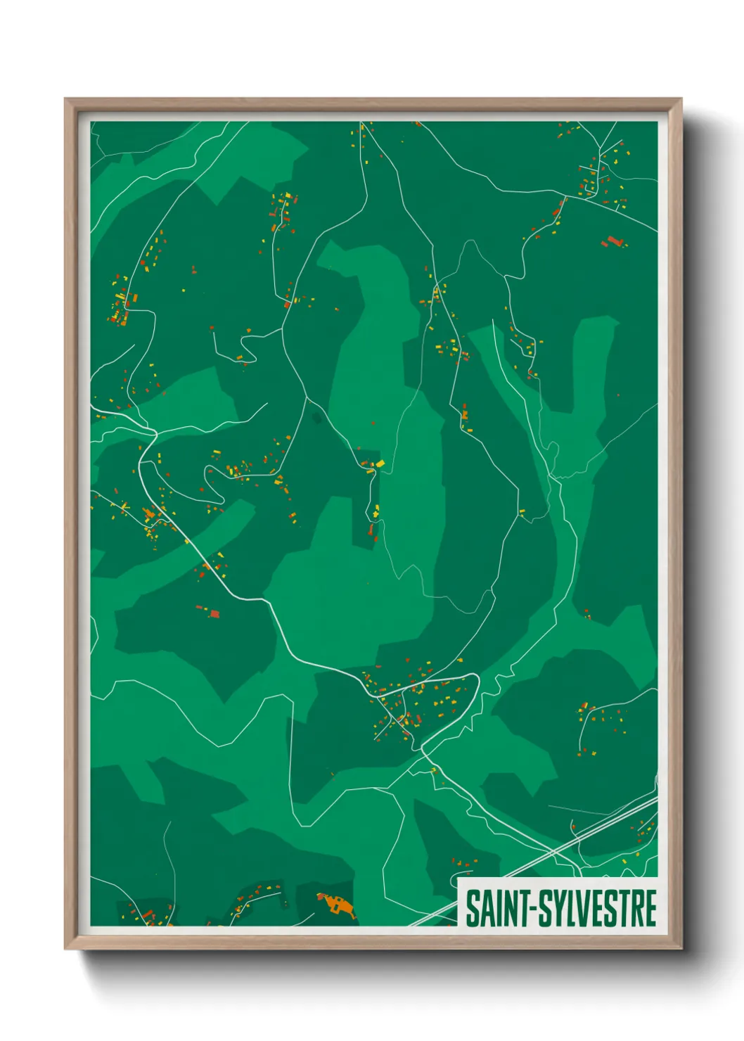 Une affiche de carte sur Saint-Sylvestre