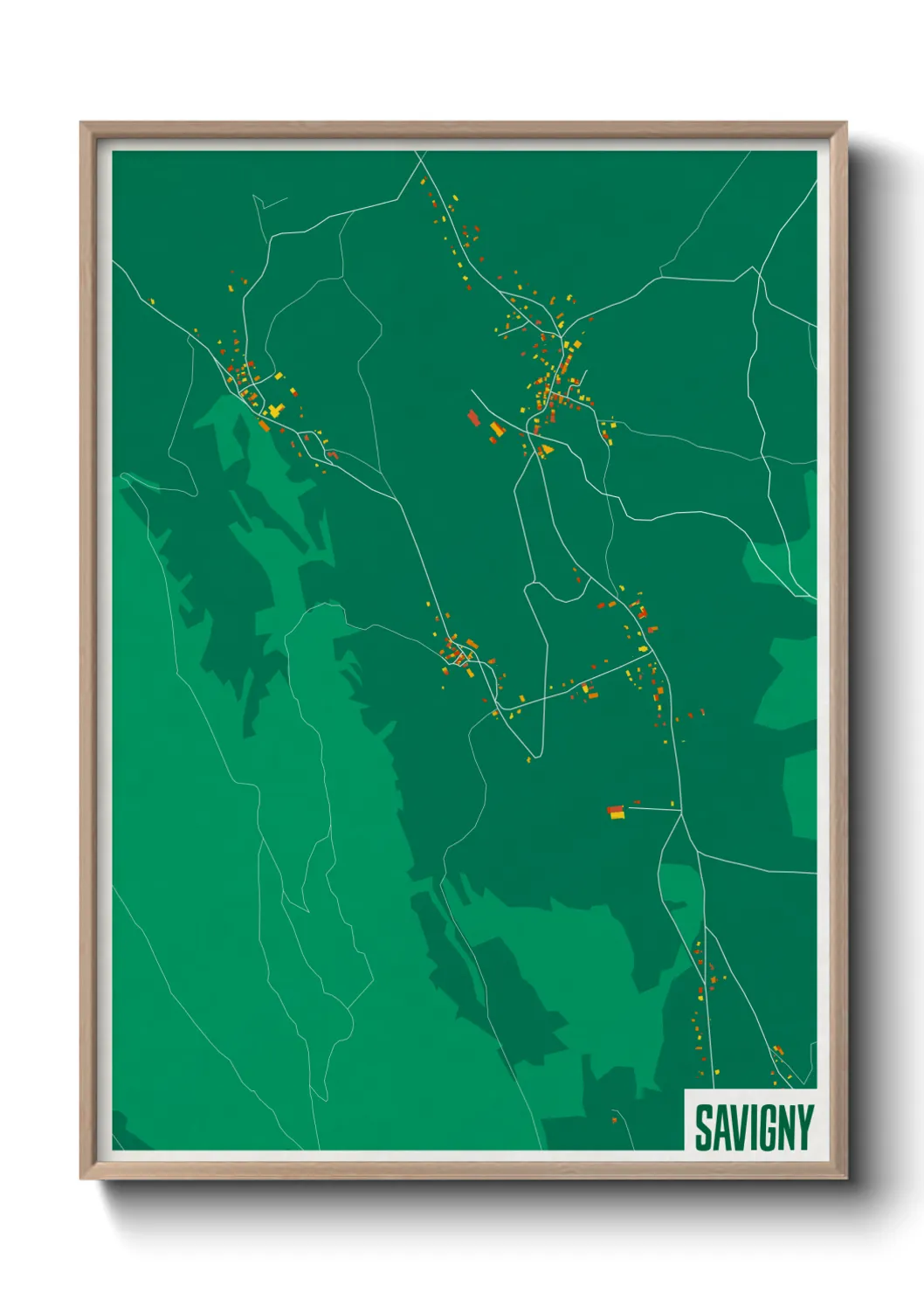Une affiche de carte sur Savigny