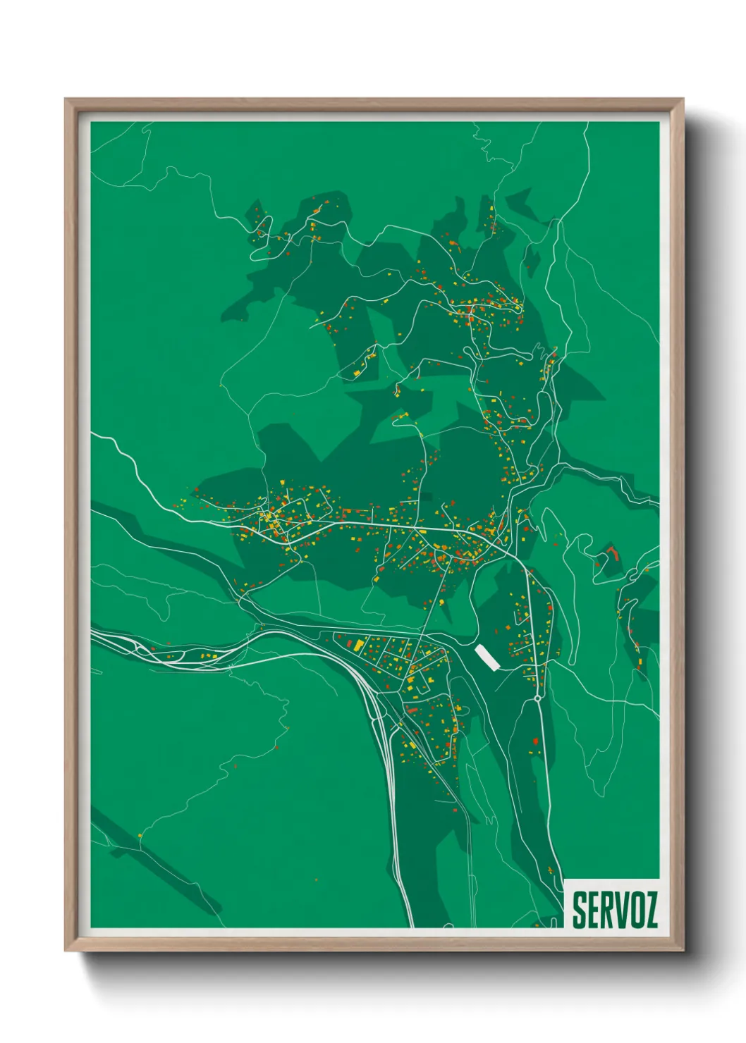 Une affiche de carte sur Servoz