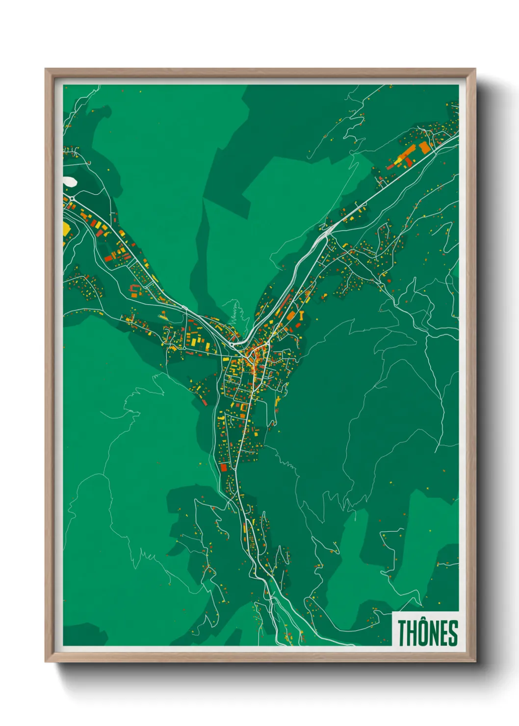 Une affiche de carte sur Thônes