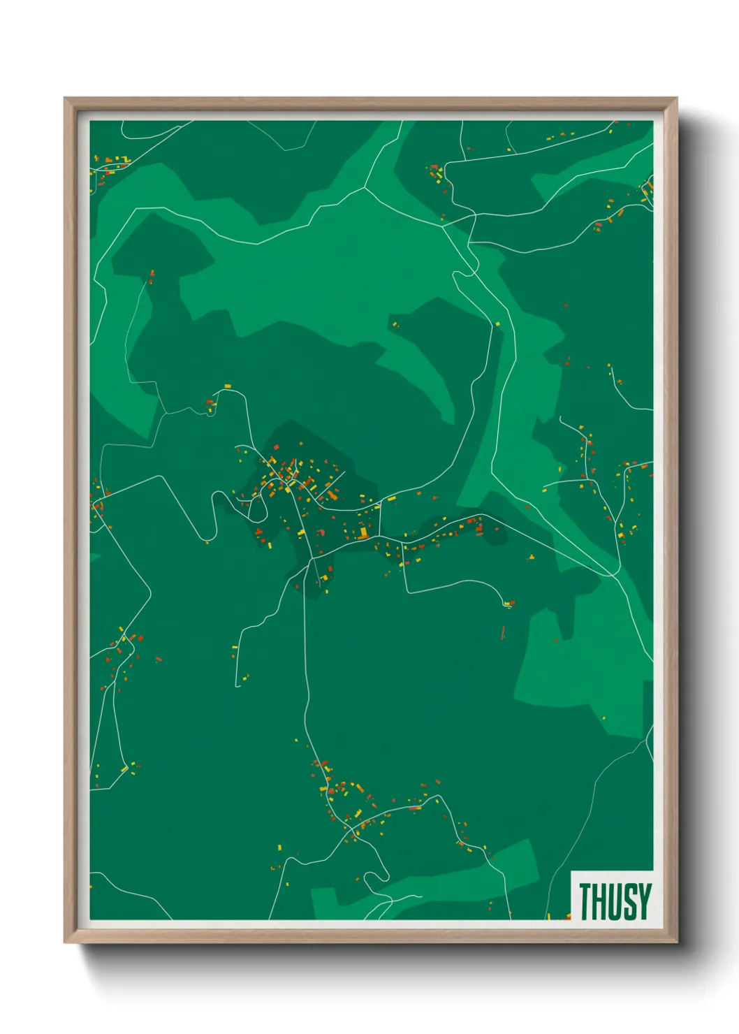 Une affiche de carte sur Thusy