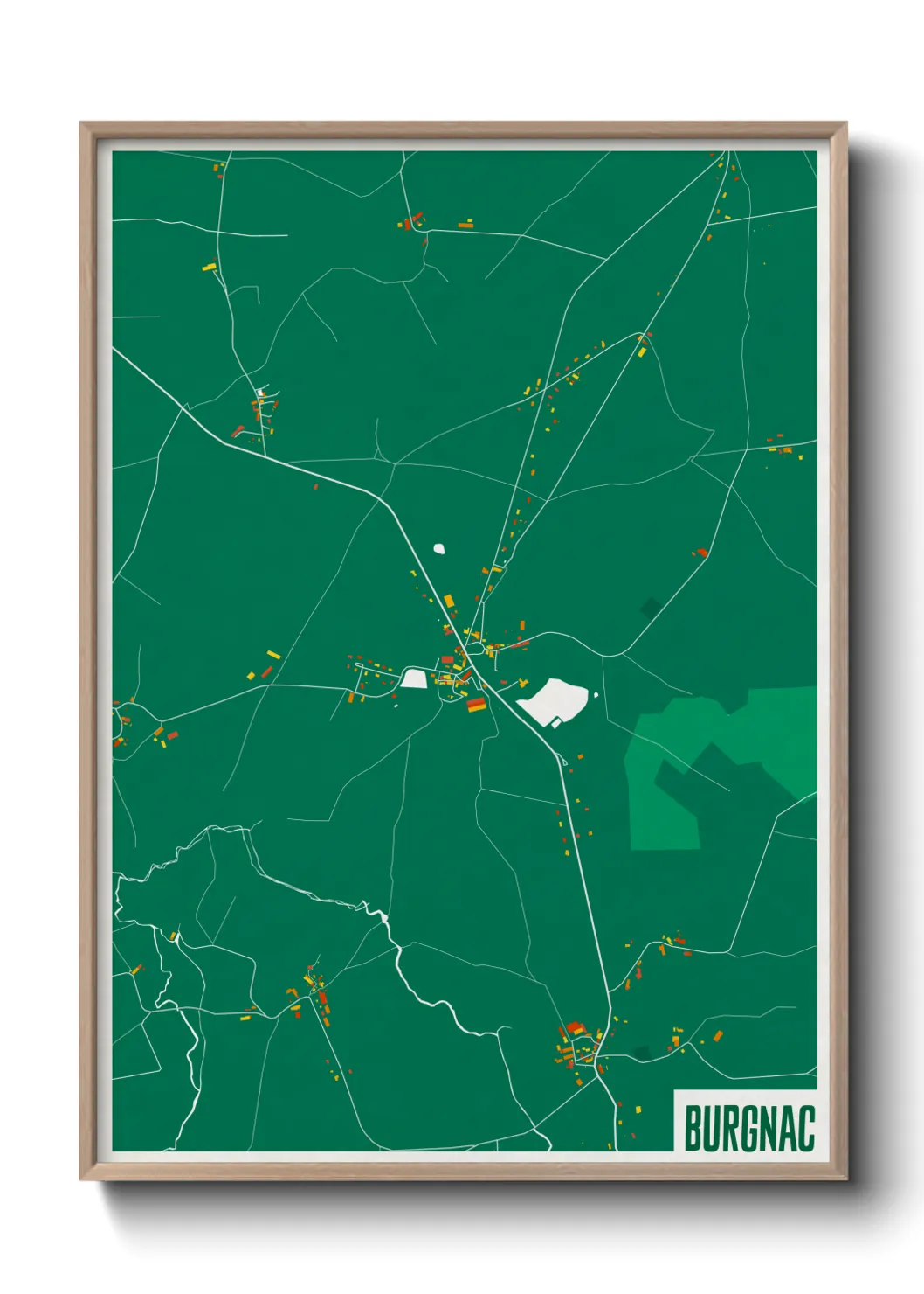Une affiche de carte sur Burgnac