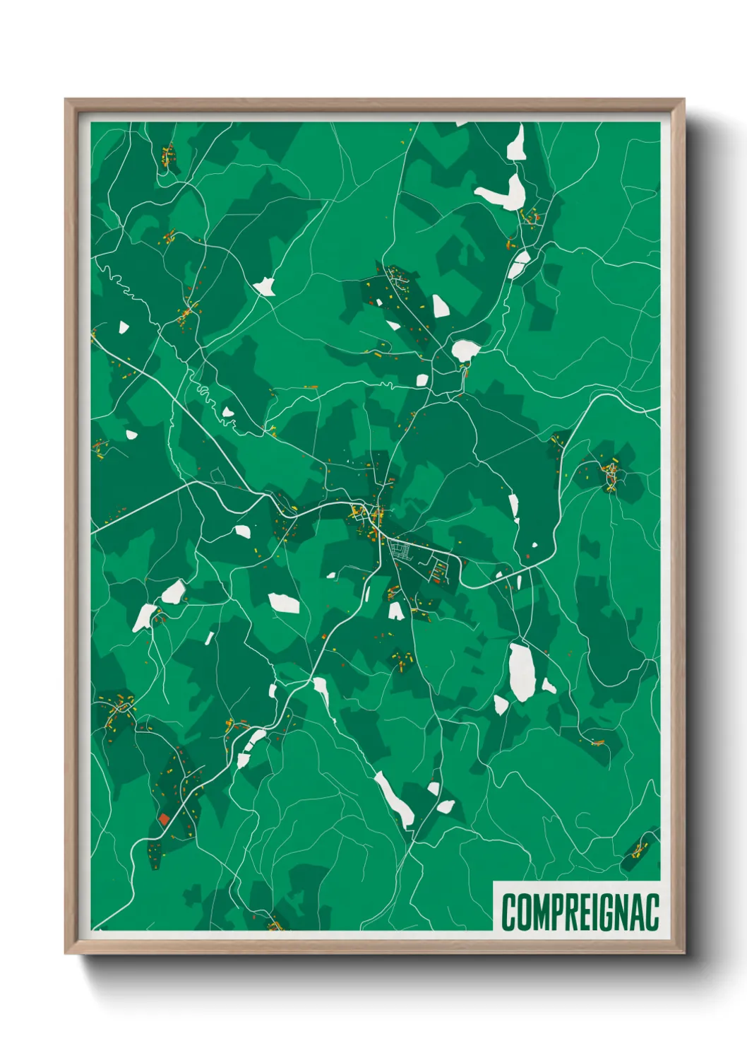 Une affiche de carte sur Compreignac