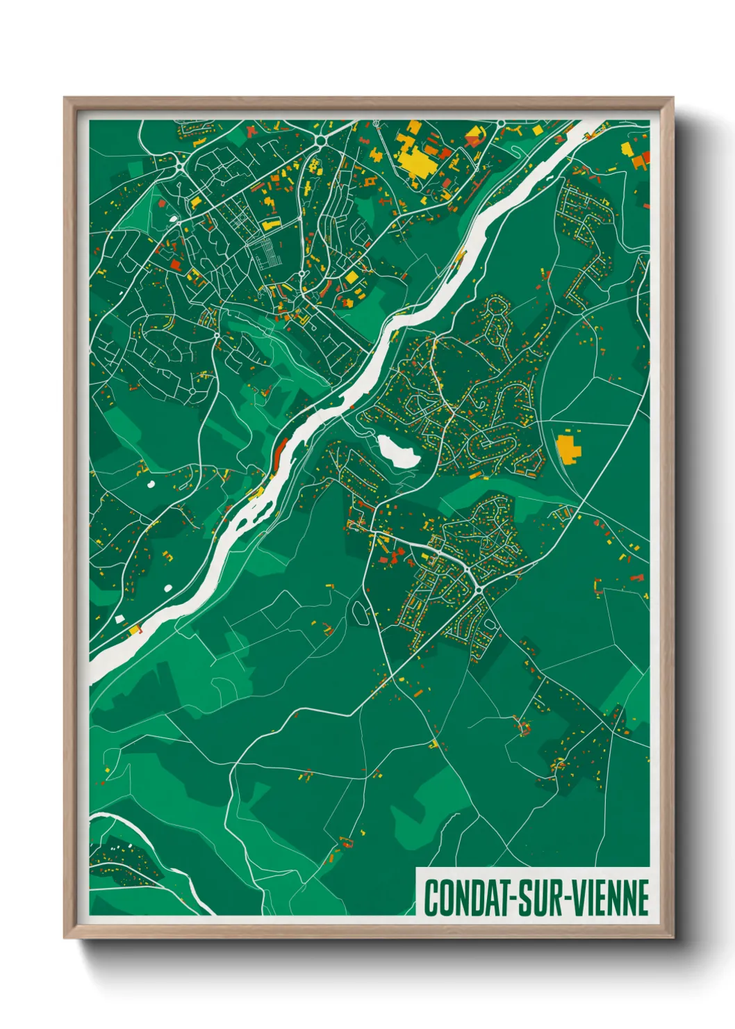 Une affiche de carte sur Condat-sur-Vienne