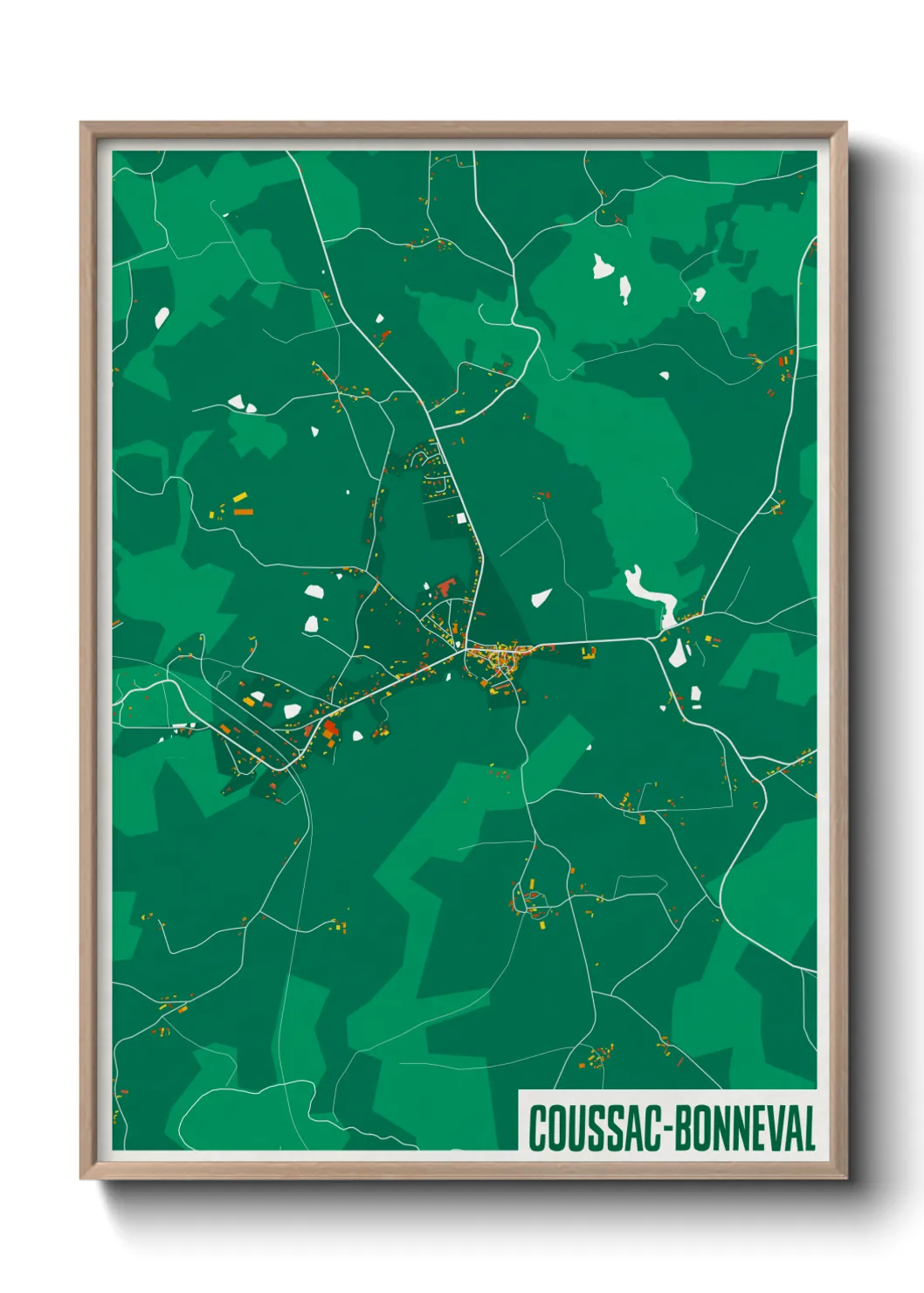 Une affiche de carte sur Coussac-Bonneval