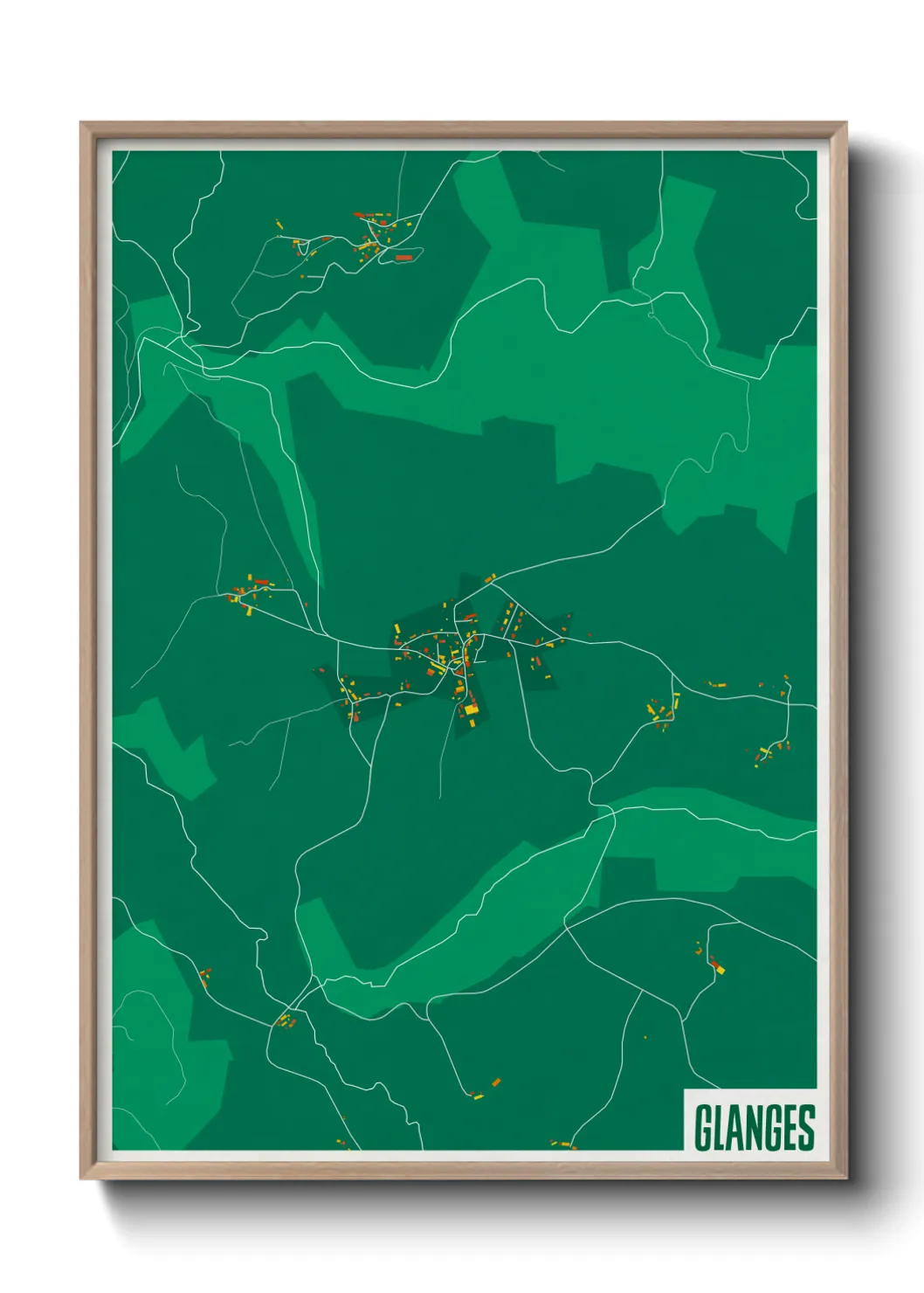 Une affiche de carte sur Glanges
