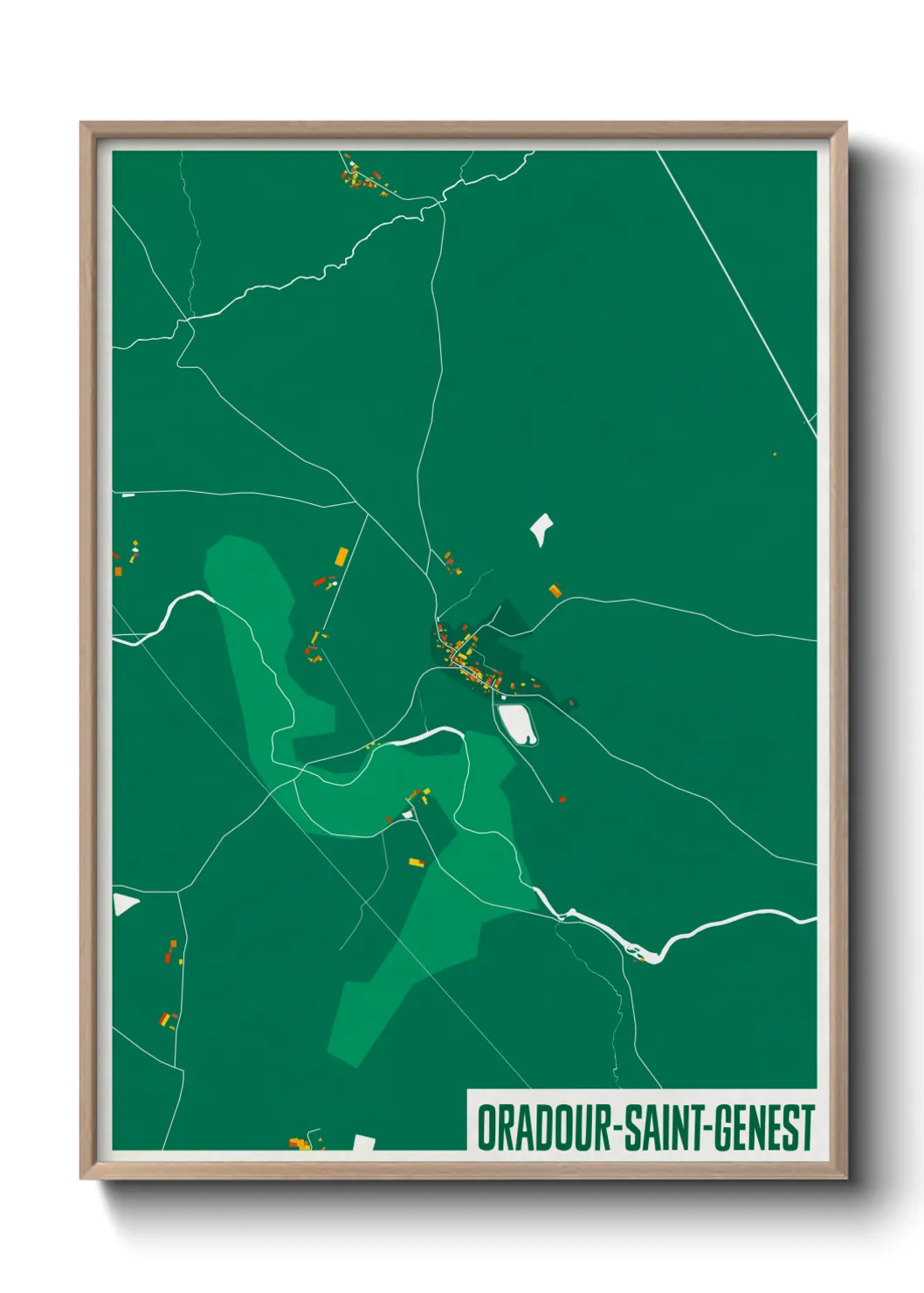 Une affiche de carte sur Oradour-Saint-Genest