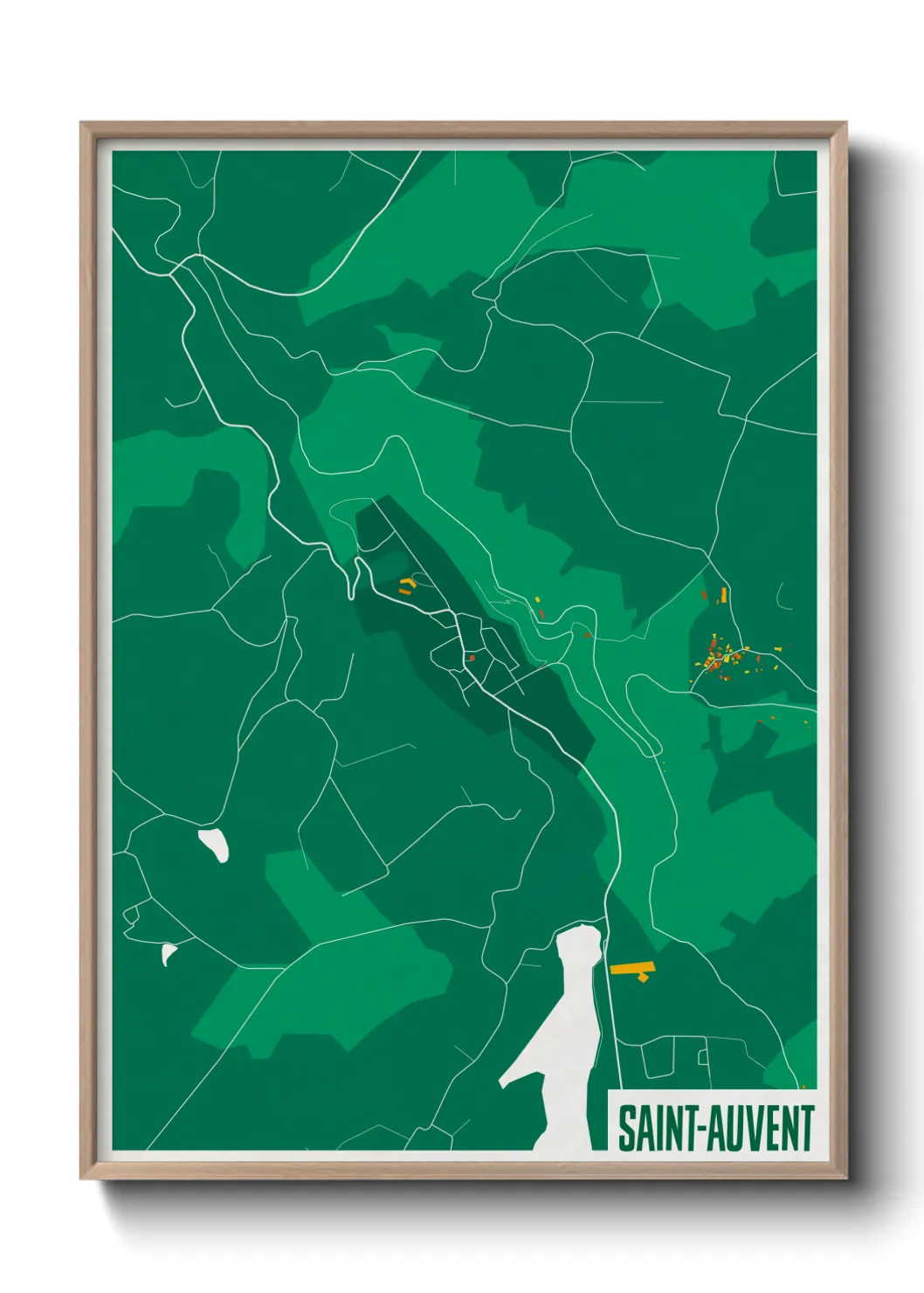 Une affiche de carte sur Saint-Auvent