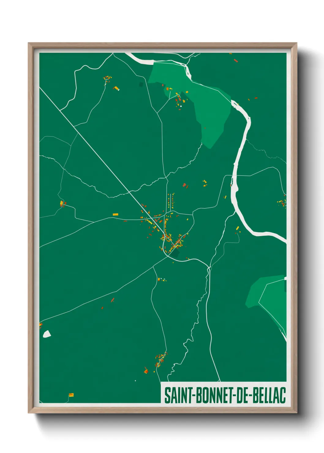 Une affiche de carte sur Saint-Bonnet-de-Bellac