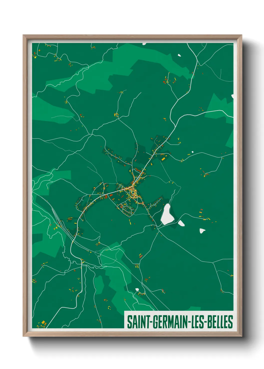 Une affiche de carte sur Saint-Germain-les-Belles