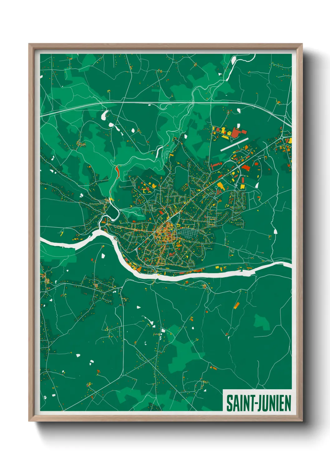 Une affiche de carte sur Saint-Junien