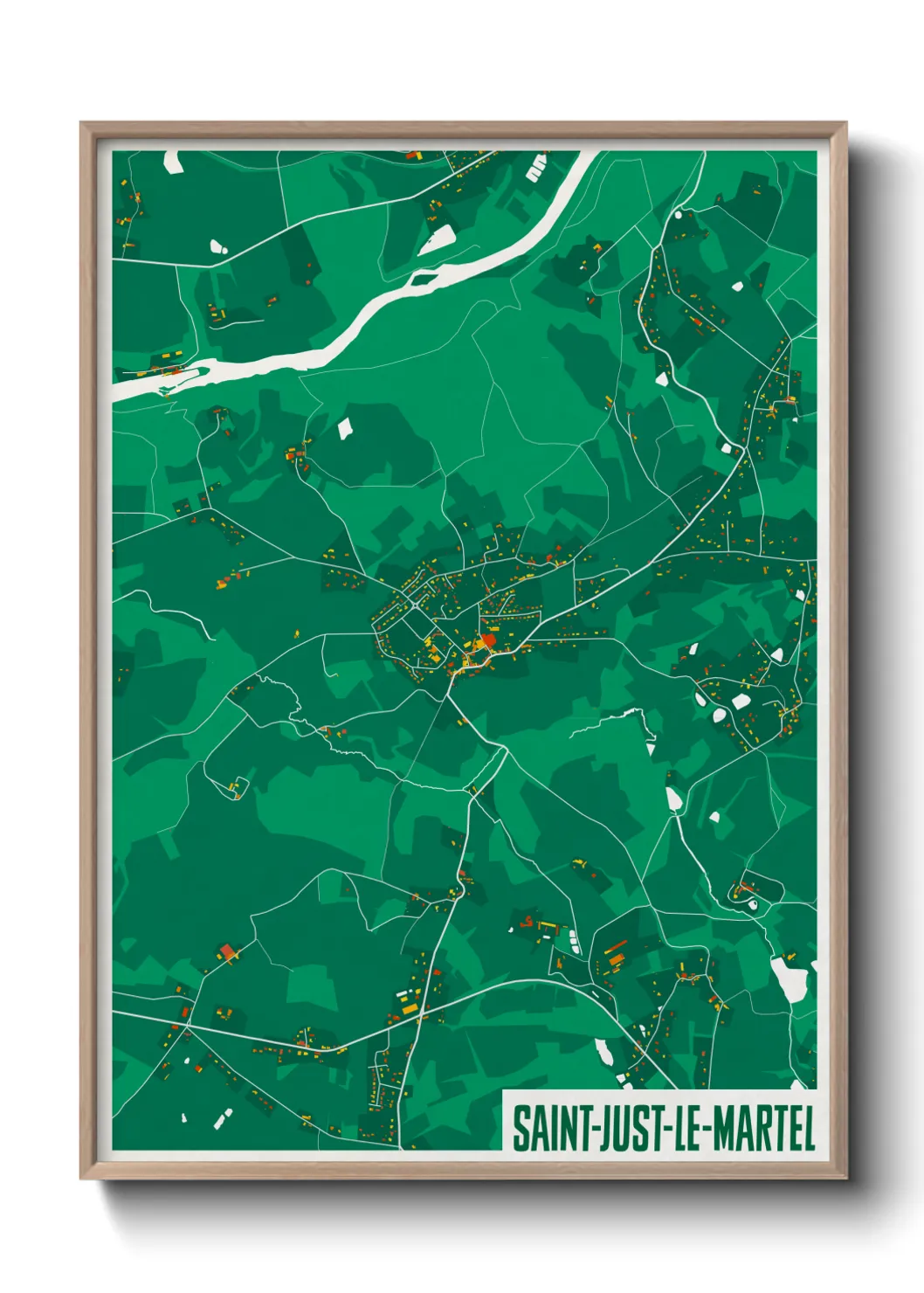 Une affiche de carte sur Saint-Just-le-Martel